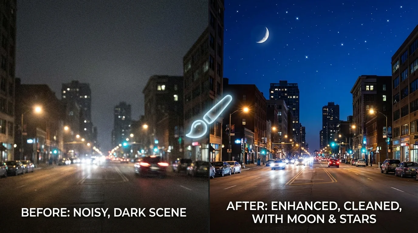 AI夜景修图教程：手机夜拍噪点多？AI来救场