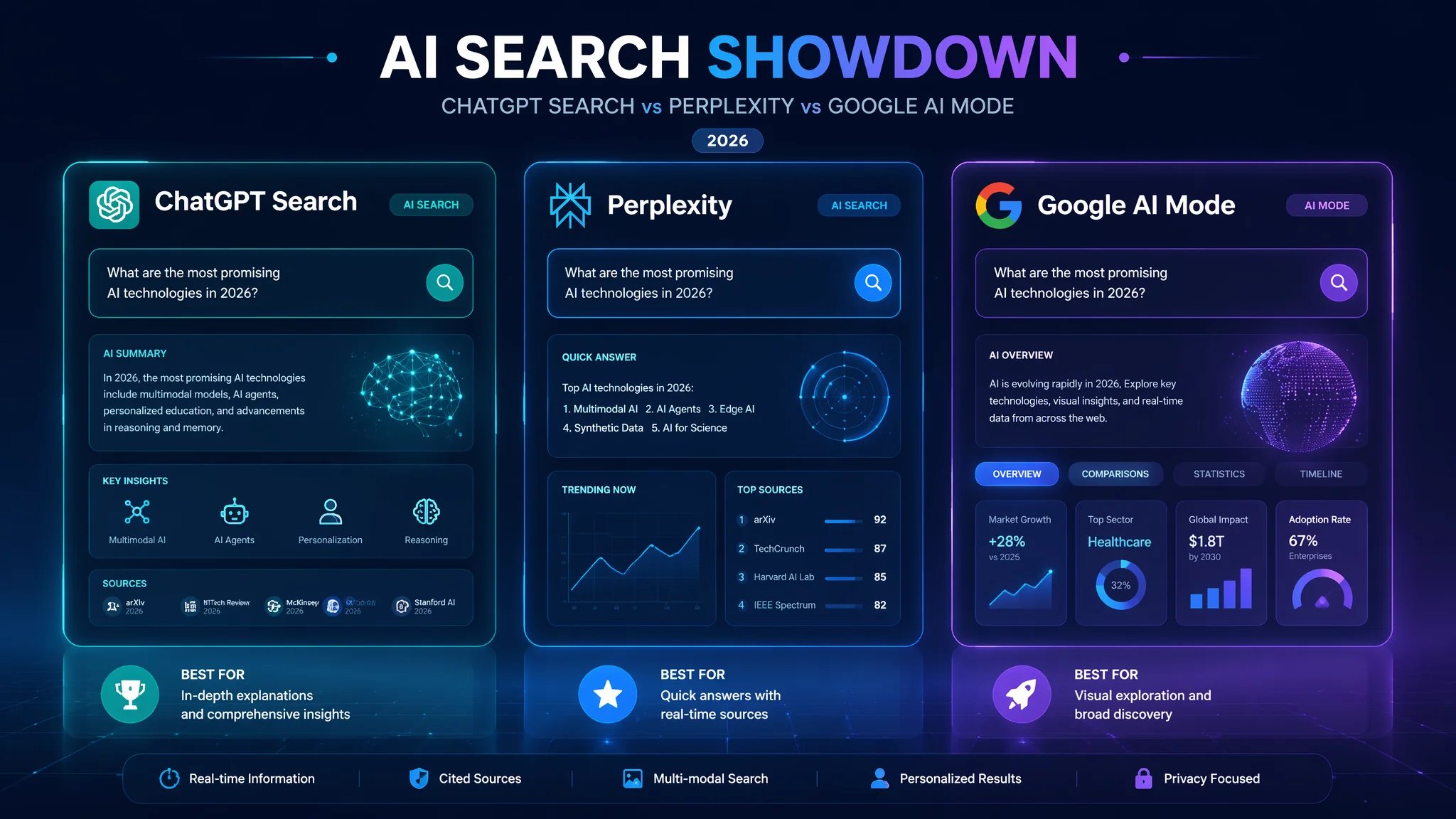 AI搜索引擎横评2026：ChatGPT Search vs Perplexity vs Google AI Mode 实测对比