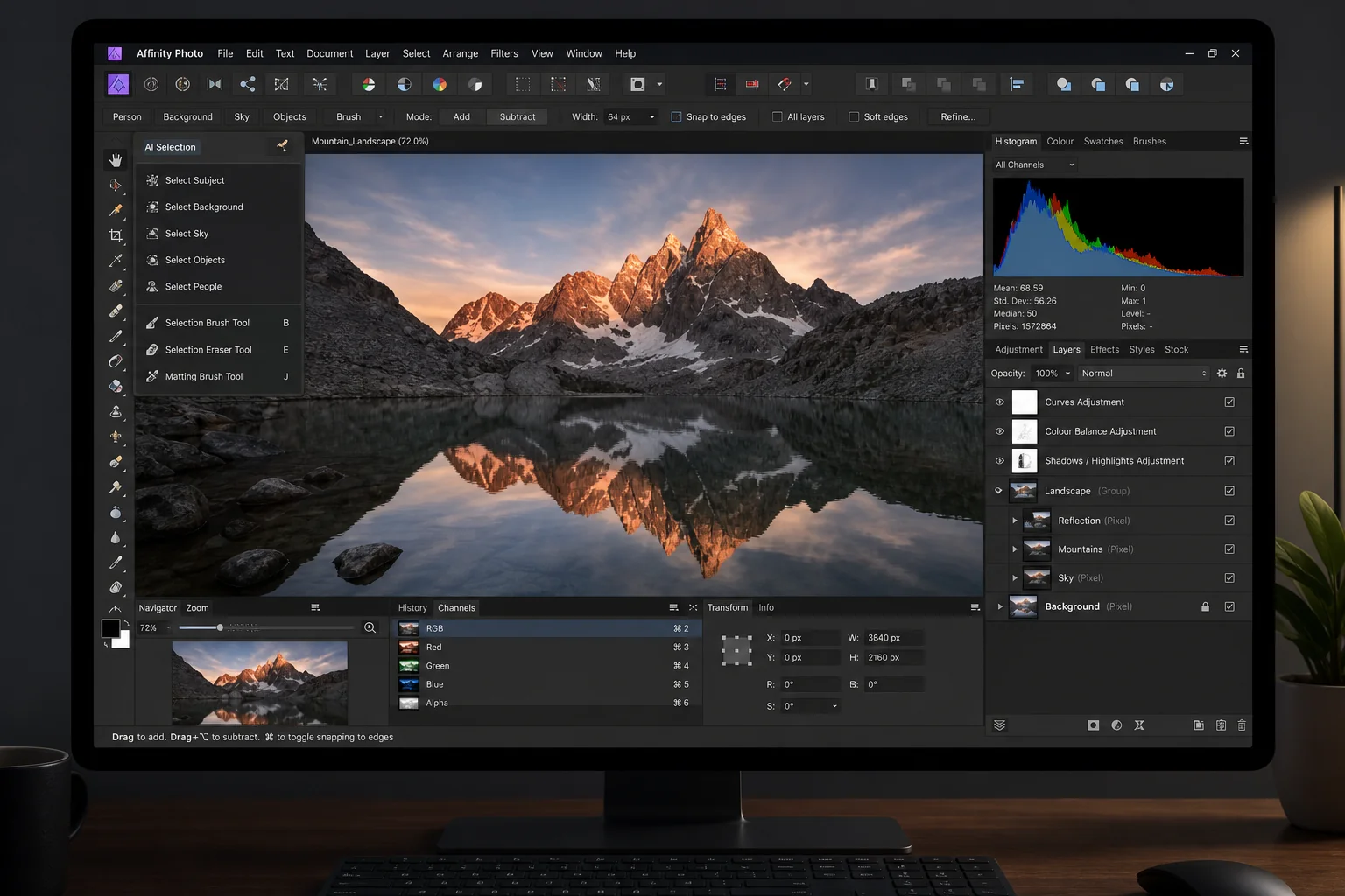 Affinity Photo AI修图功能实测：买断制PS替代品的AI进化之路