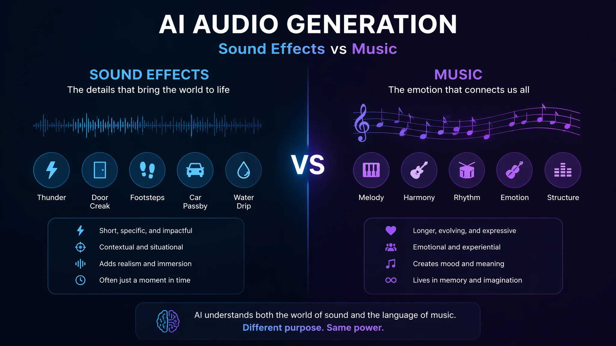 AI音频生成vs AI音乐生成：这两个概念别再搞混了