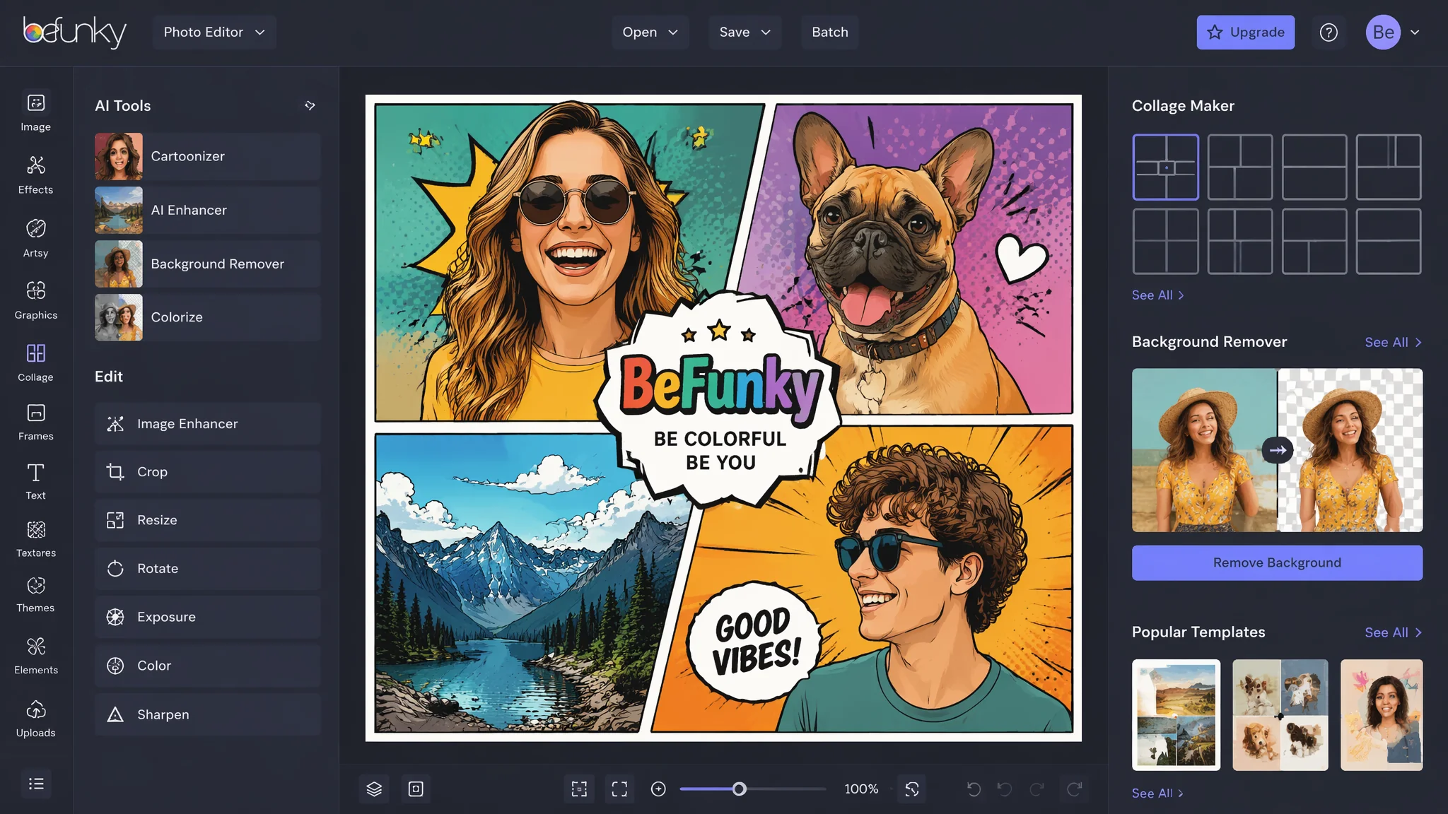 BeFunky在线AI修图实测：打开浏览器就能用的免费修图还有这种水平