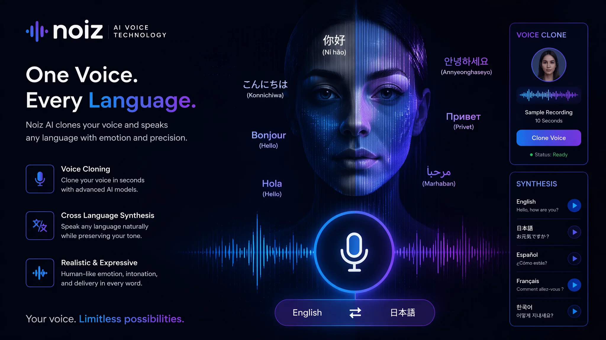 noiz AI配音工具实测：主打多语言和声音克隆的新锐配音平台