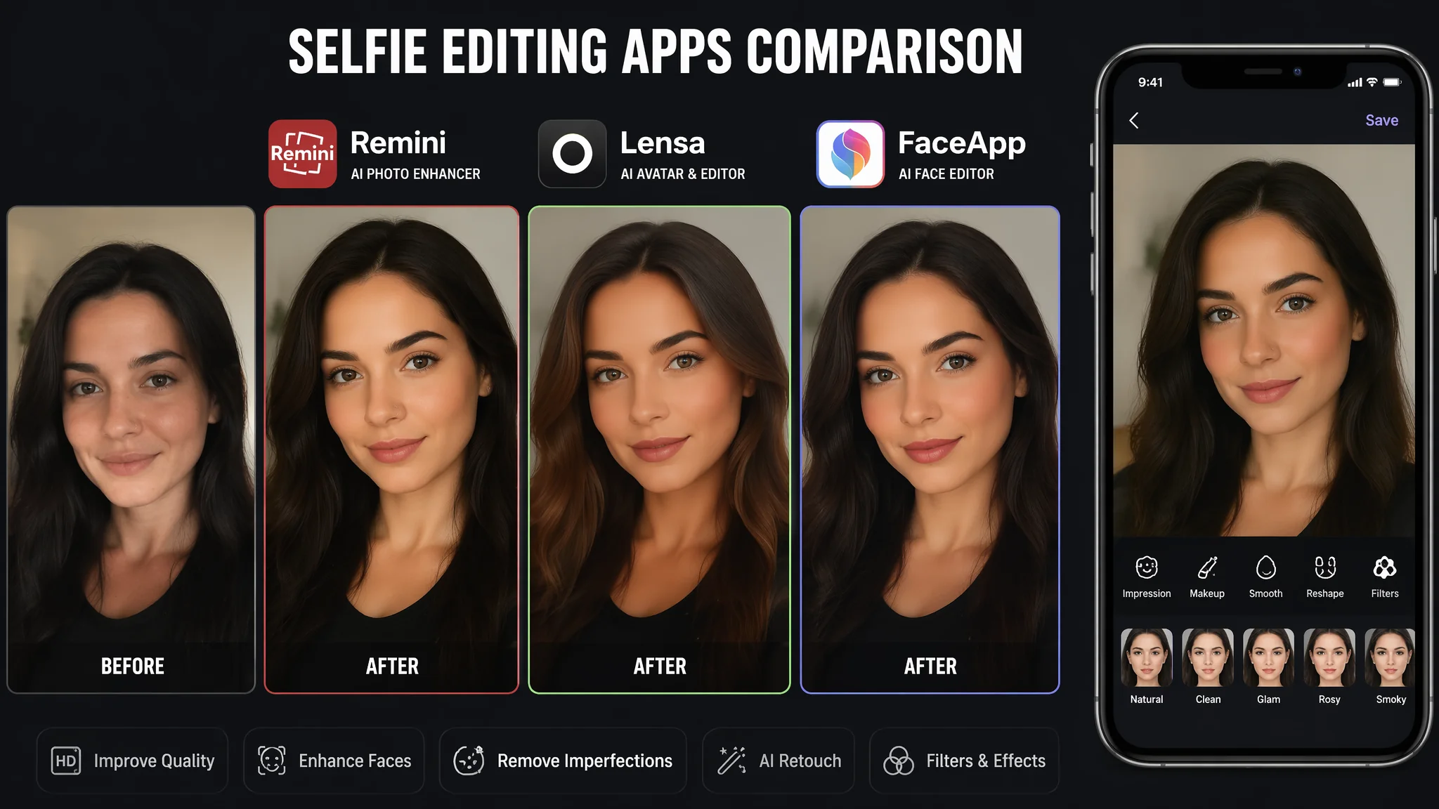 Remini vs Lensa vs FaceApp AI 사진 보정 비교: 셀카 보정 앱 3대장 승자는
