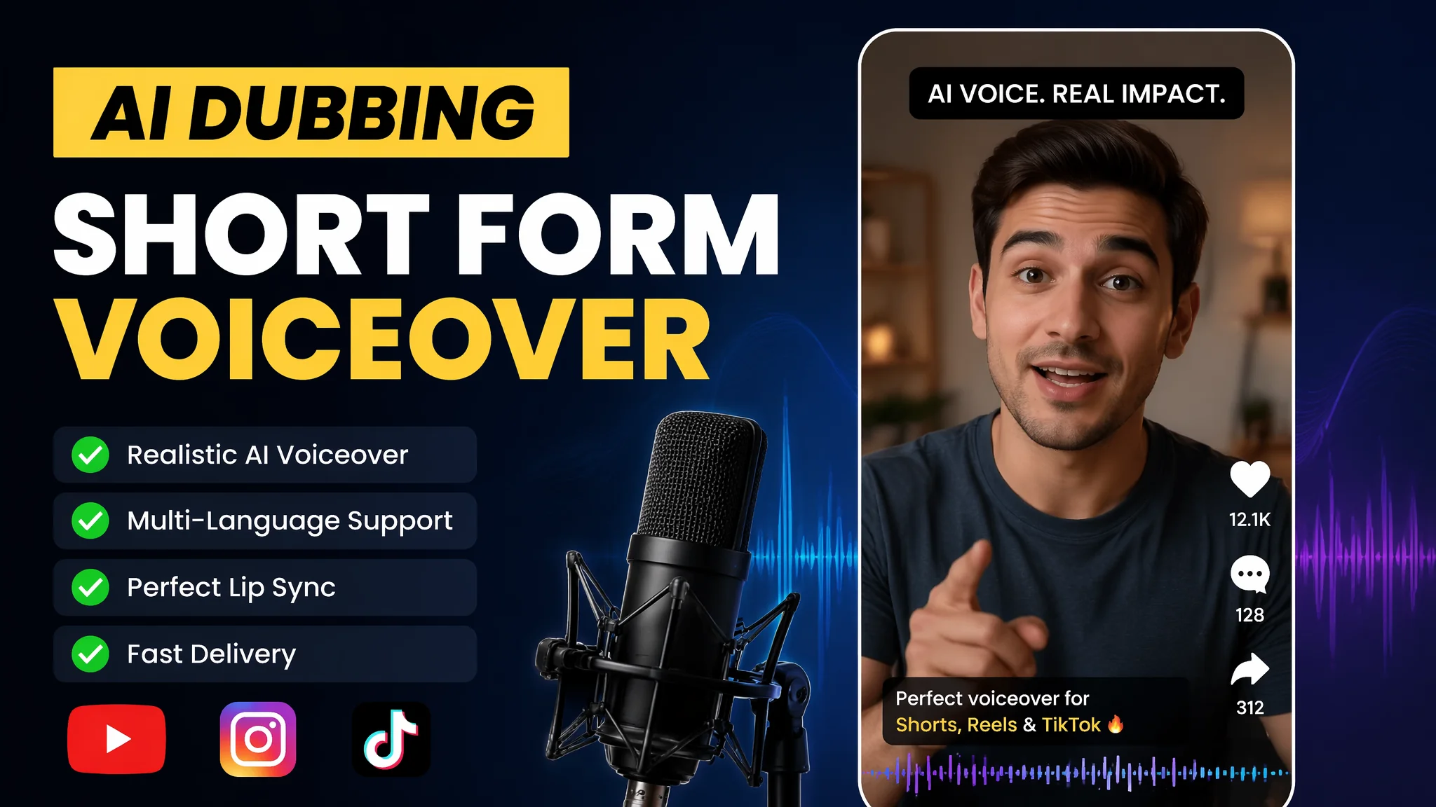 숏폼(쇼츠·릴스·틱톡) AI 더빙 완벽 가이드 2026: 1분 영상에 최적화된 목소리 만드는 법