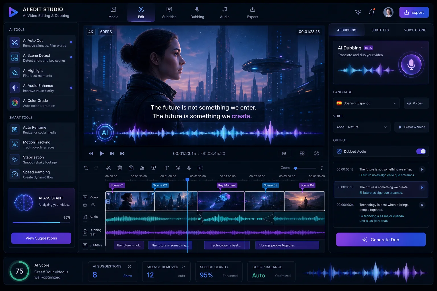 AI剪辑+AI配音一站式操作：剪辑和配音全用AI搞定的实操指南