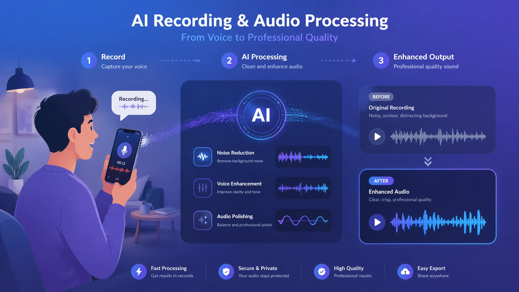 AI录音配音实操指南：从自己录一段到AI帮我修完的全流程