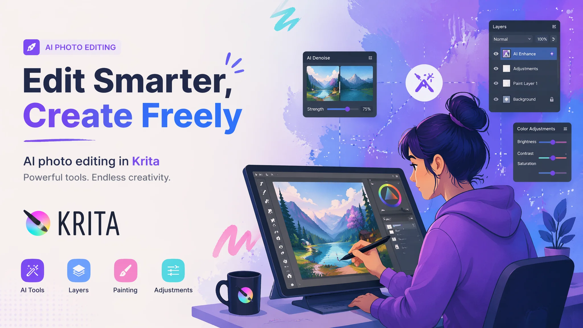 Krita AI修图：开源绘画软件的AI修图潜力挖掘