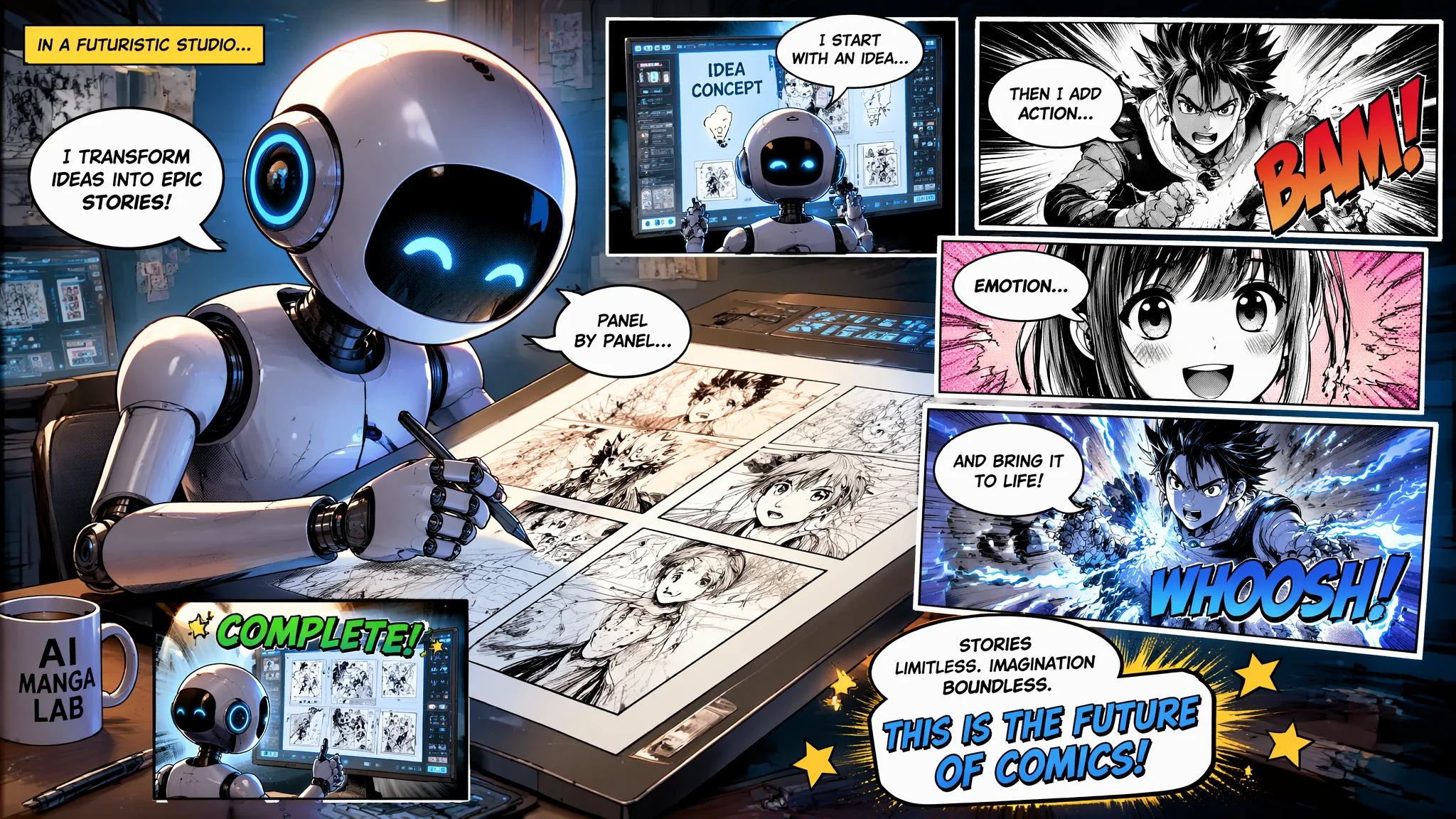 AI漫画创作流程和分镜展示