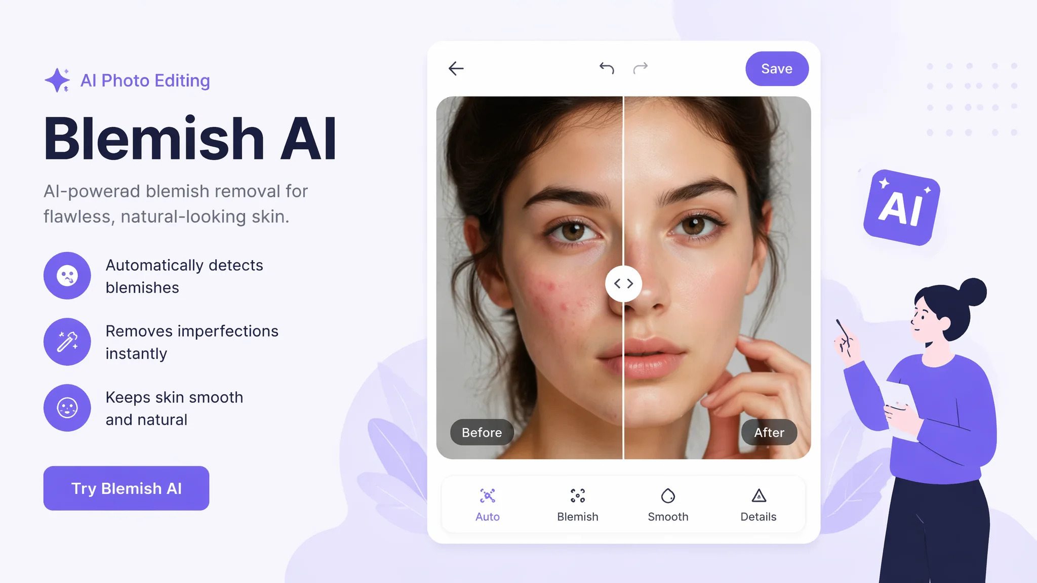 AI瑕疵修图实测：痘痘、斑点、皱纹一键去干净到底靠不靠谱 - FlowPix