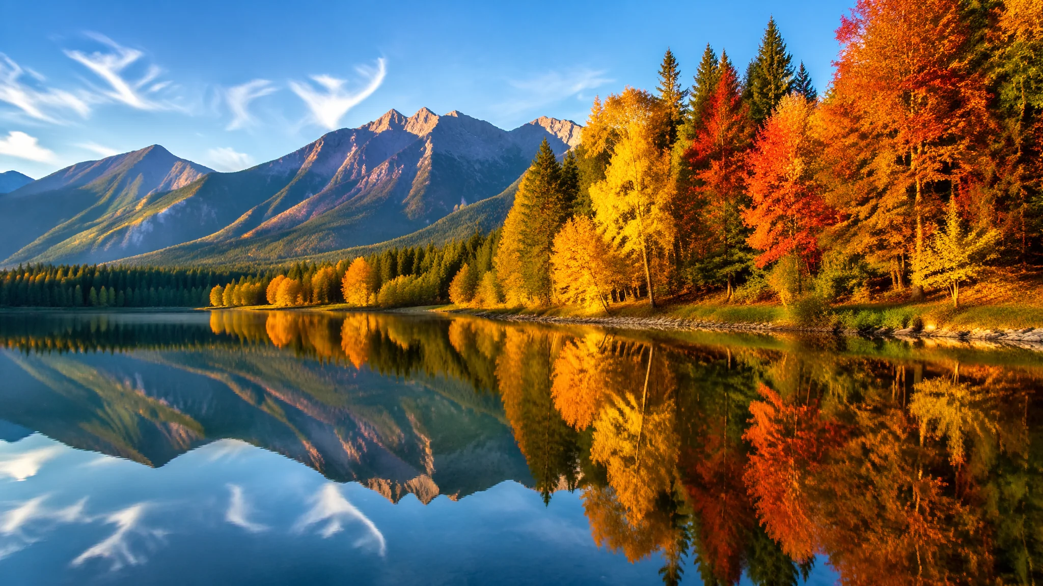 AI湖水绘画教程：湖泊水面和倒影景观的画法