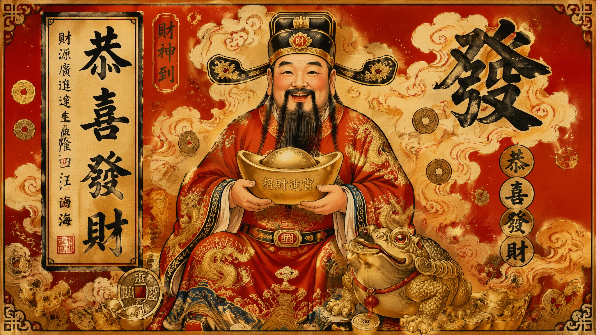 AI画财神怎么画出年味？AI绘画财神爷的提示词与配色指南