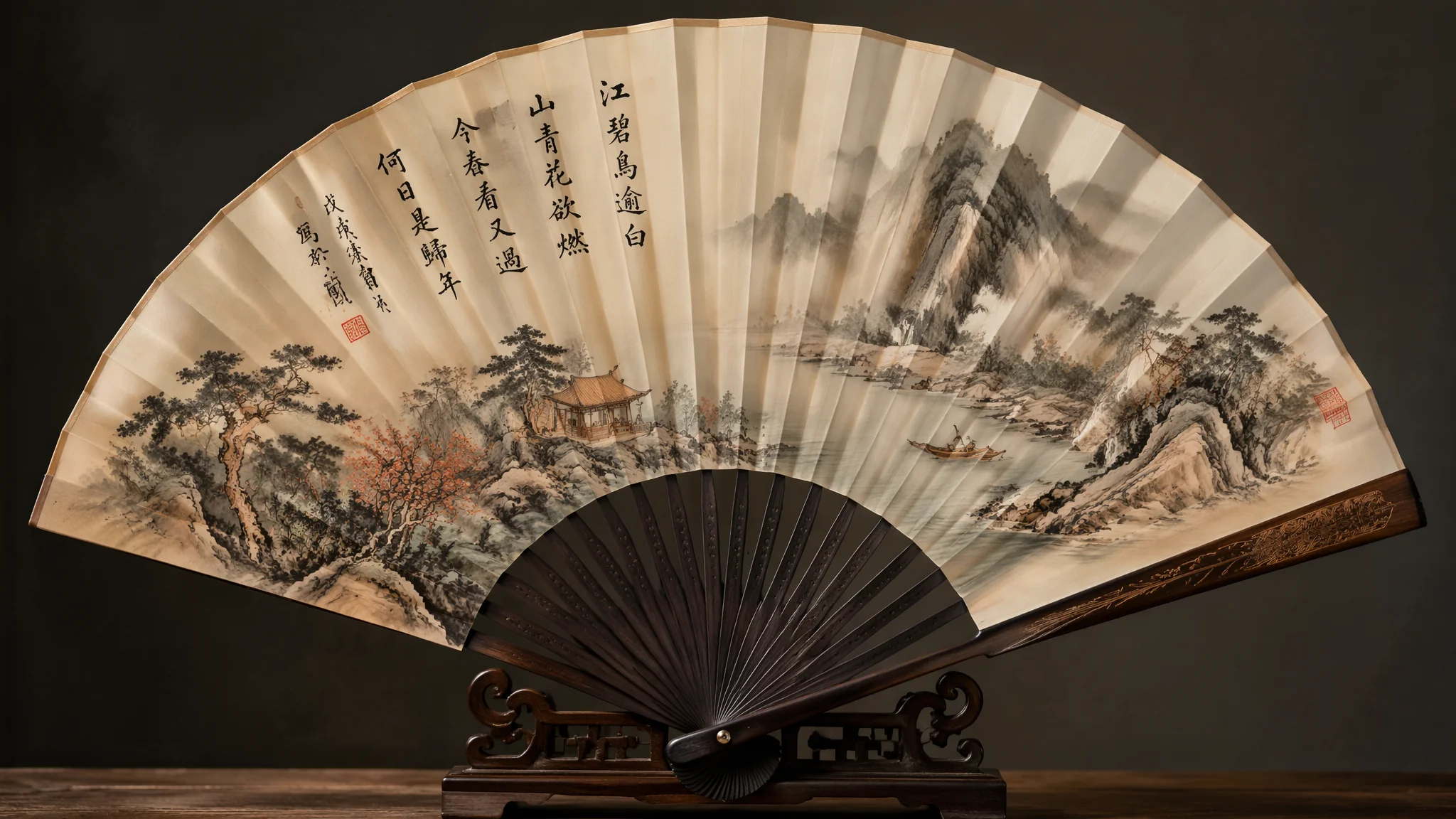AI扇子绘画设计：中国风扇面与折扇艺术的视觉创作
