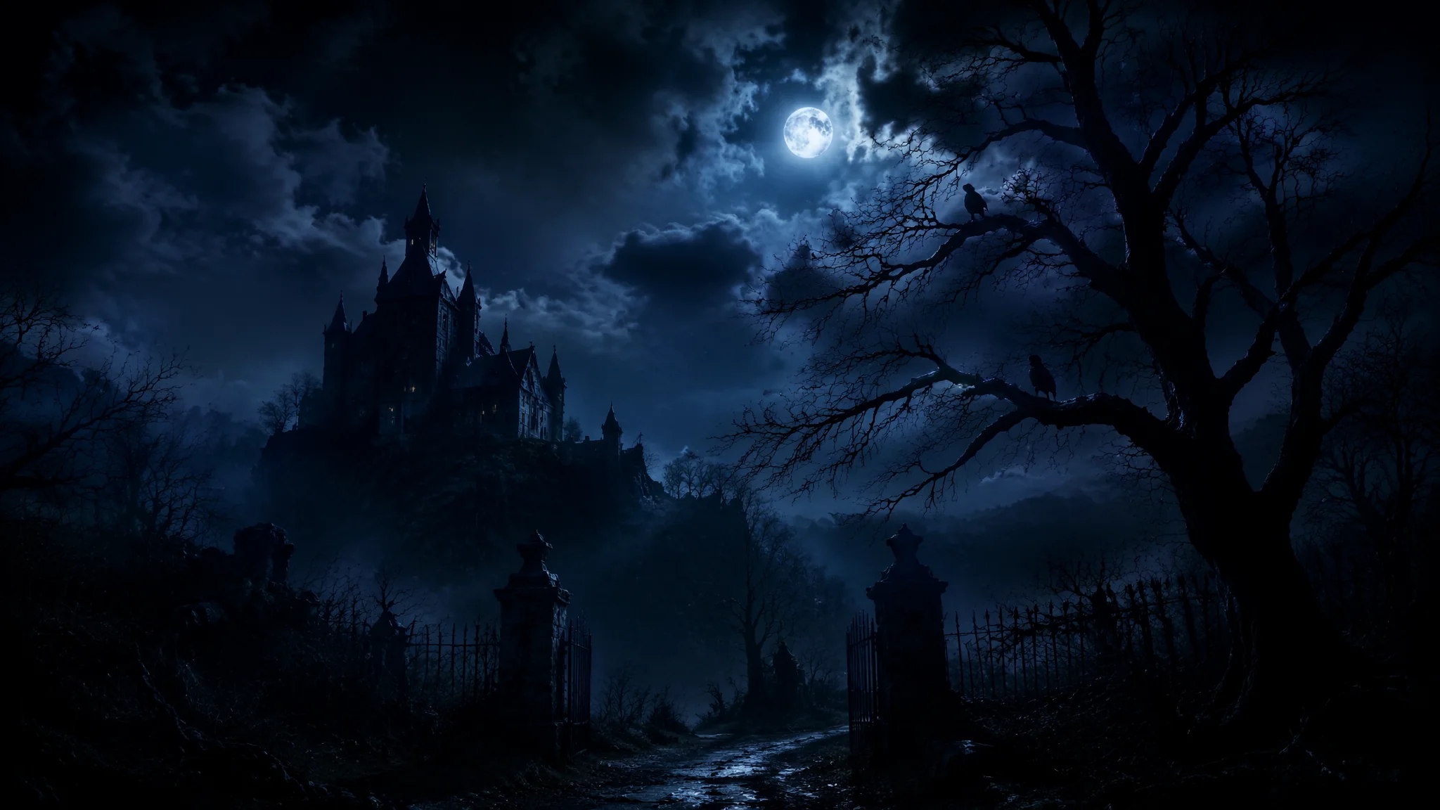 AI黑夜暗夜绘画进阶：黑暗中的微光与静谧氛围的深度视觉表达