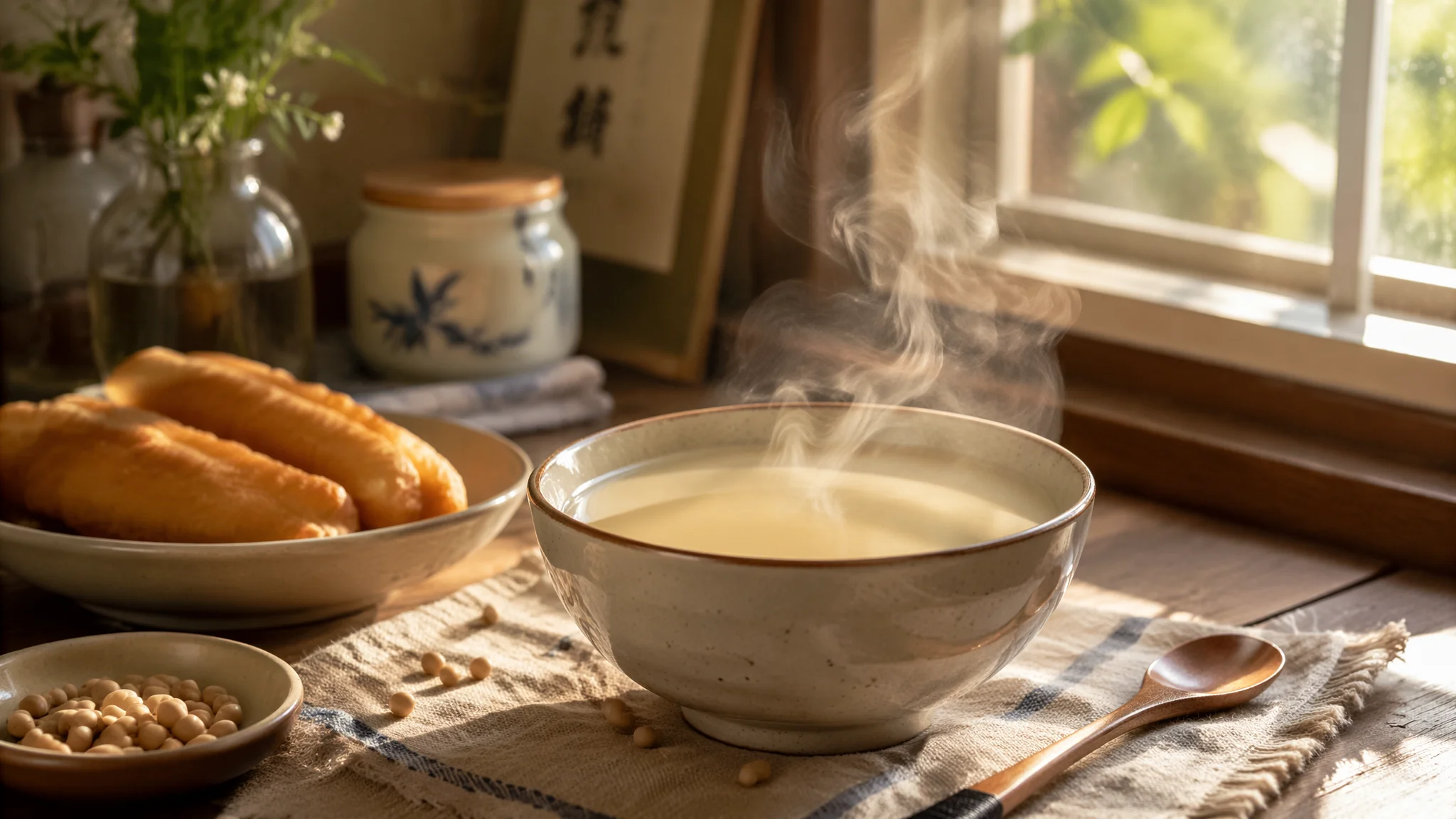 AI豆浆饮品绘画：早餐场景与健康饮品的温暖视觉呈现