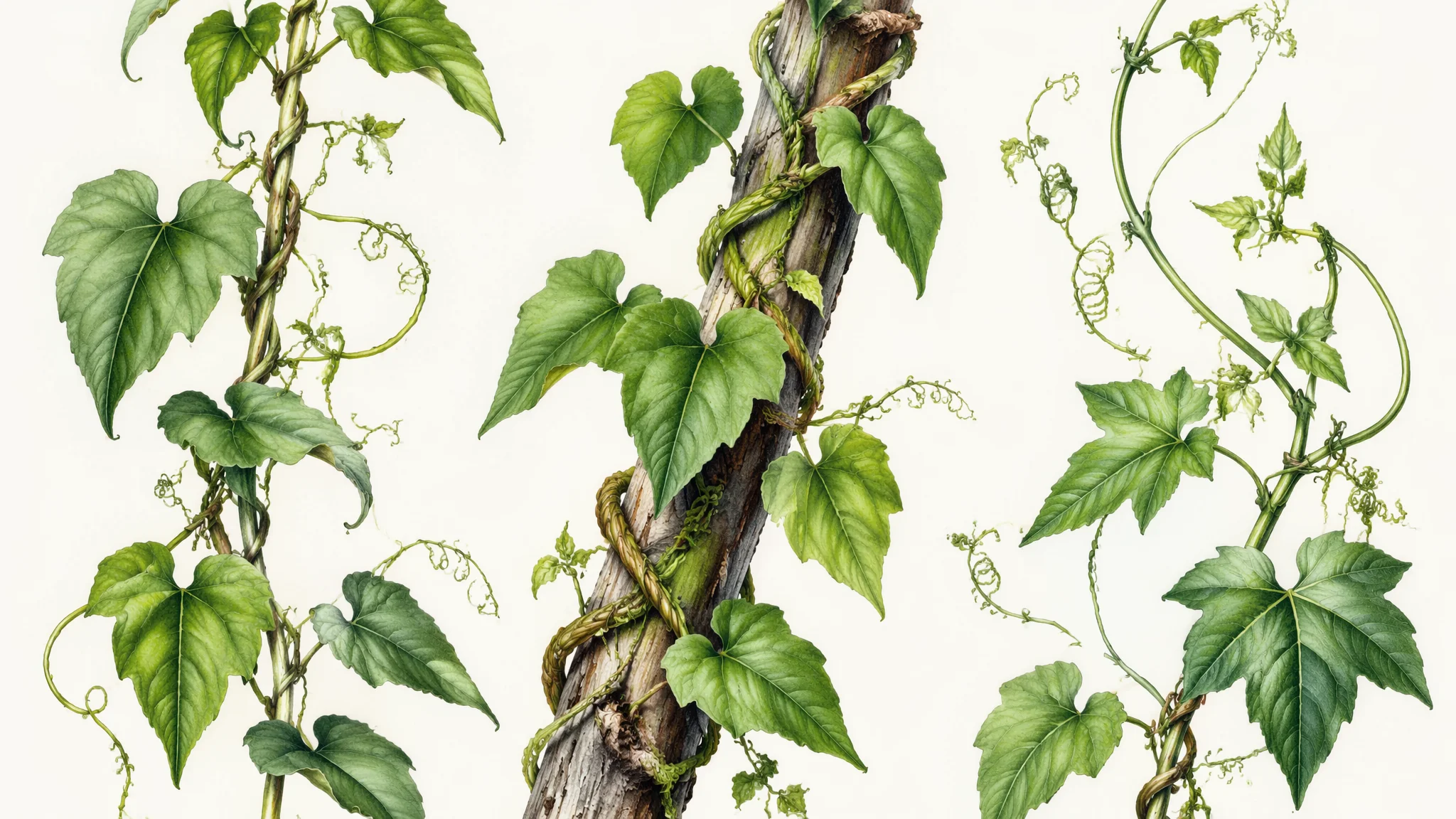 AI藤蔓植物绘画：缠绕生长与绿意盎然的自然生态视觉呈现
