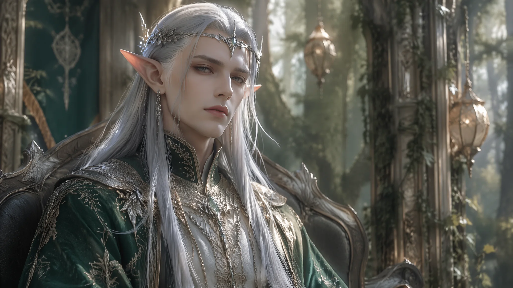 AI精灵王子绘画：奇幻精灵族的俊美高贵男性角色视觉设计创作