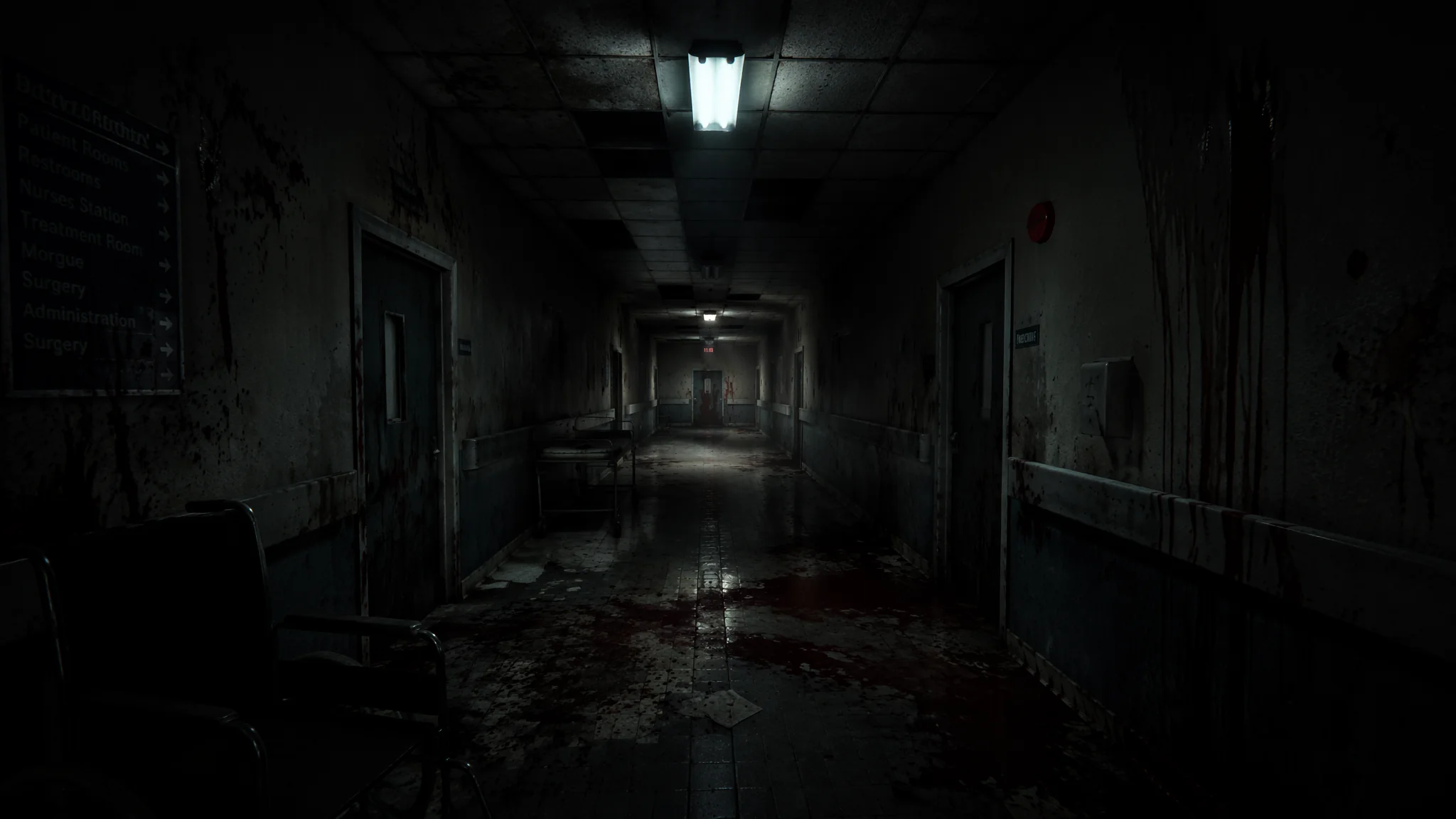 AI恐怖医院绘画：阴暗废弃与超自然惊悚的医疗场景视觉创作
