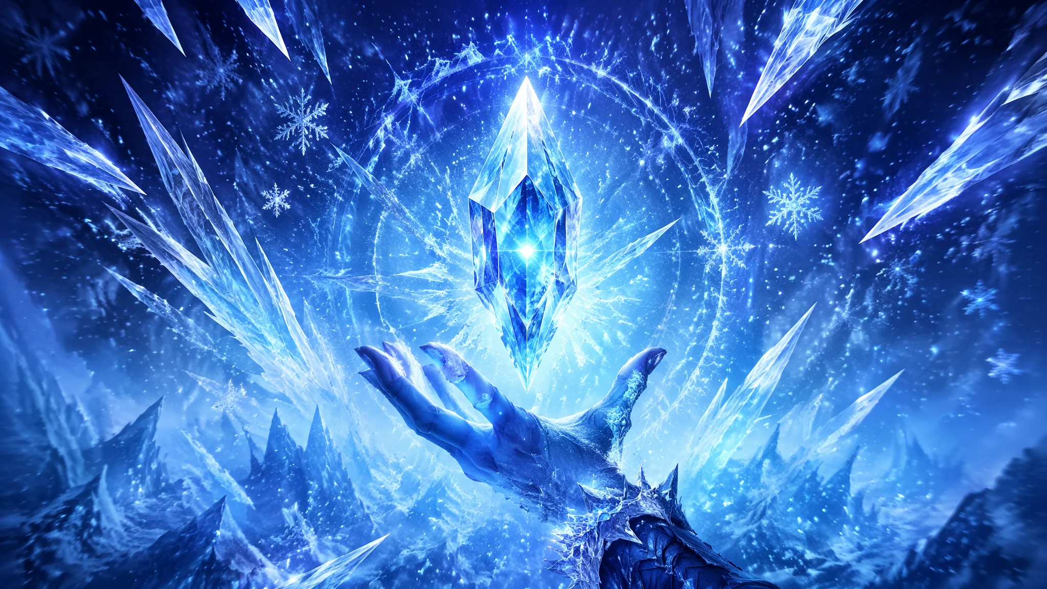 AI冰元素魔法绘画：冰雪结晶与寒霜特效的奇幻视觉表现技法