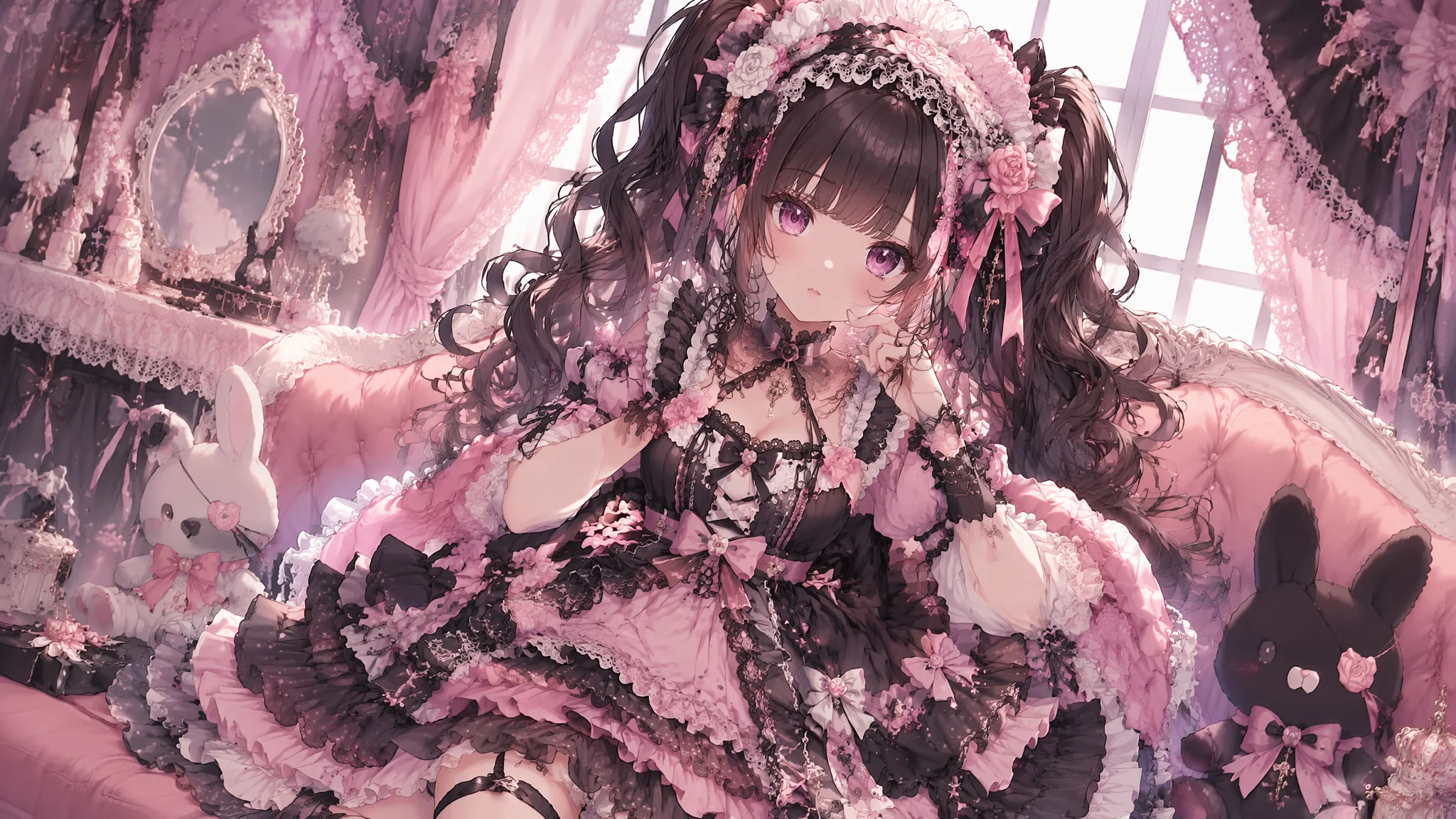 AI洛丽塔少女绘画：甜美洋装与哥特萝莉风格的精致角色视觉创作