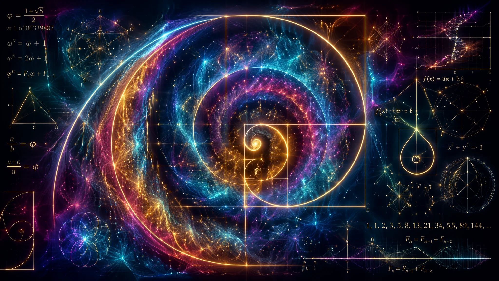 AI数学几何绘画：分形与黄金比例的艺术融合