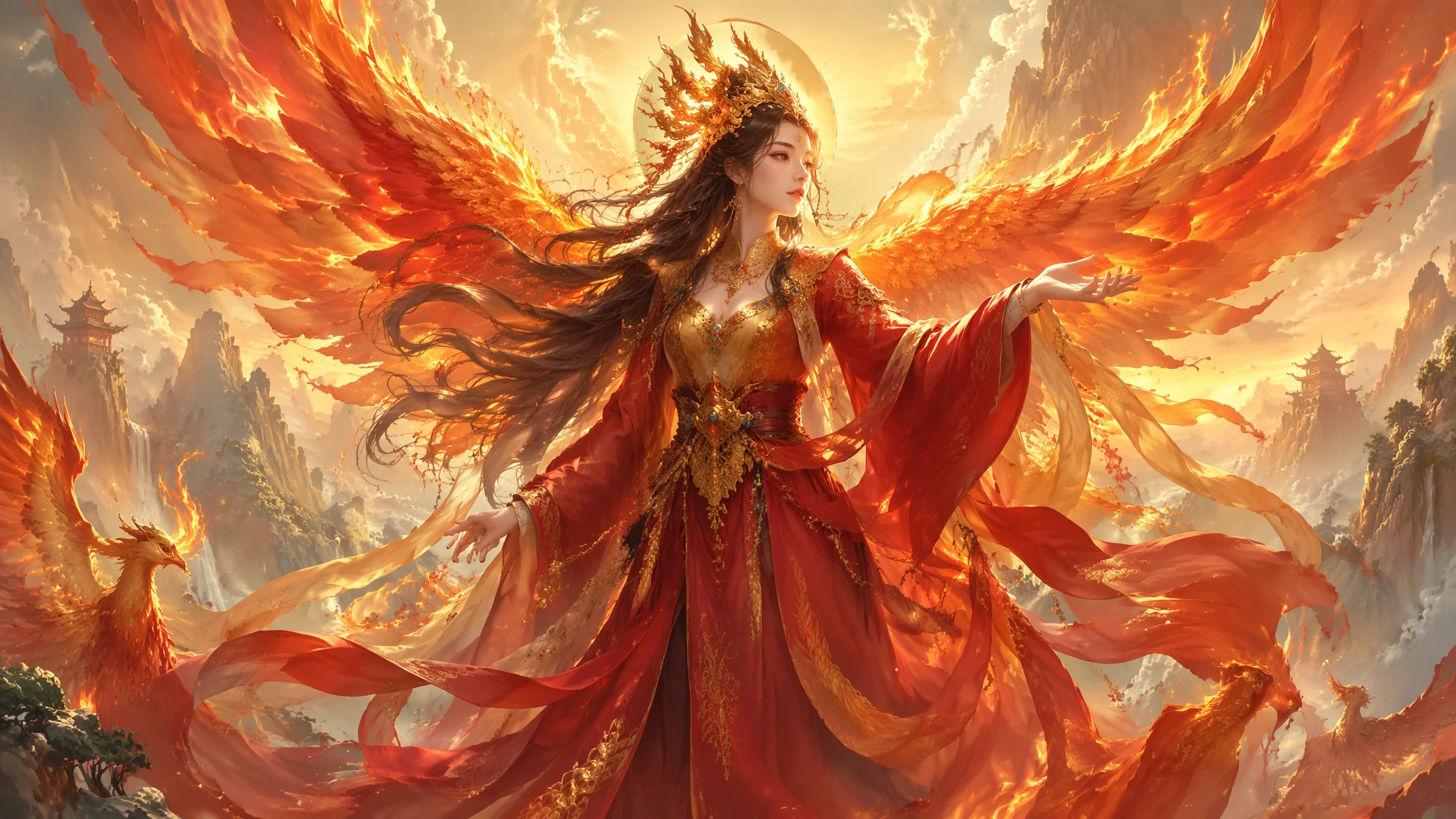 凤凰神女AI绘画怎么画出不俗的仙气？提示词与配色法