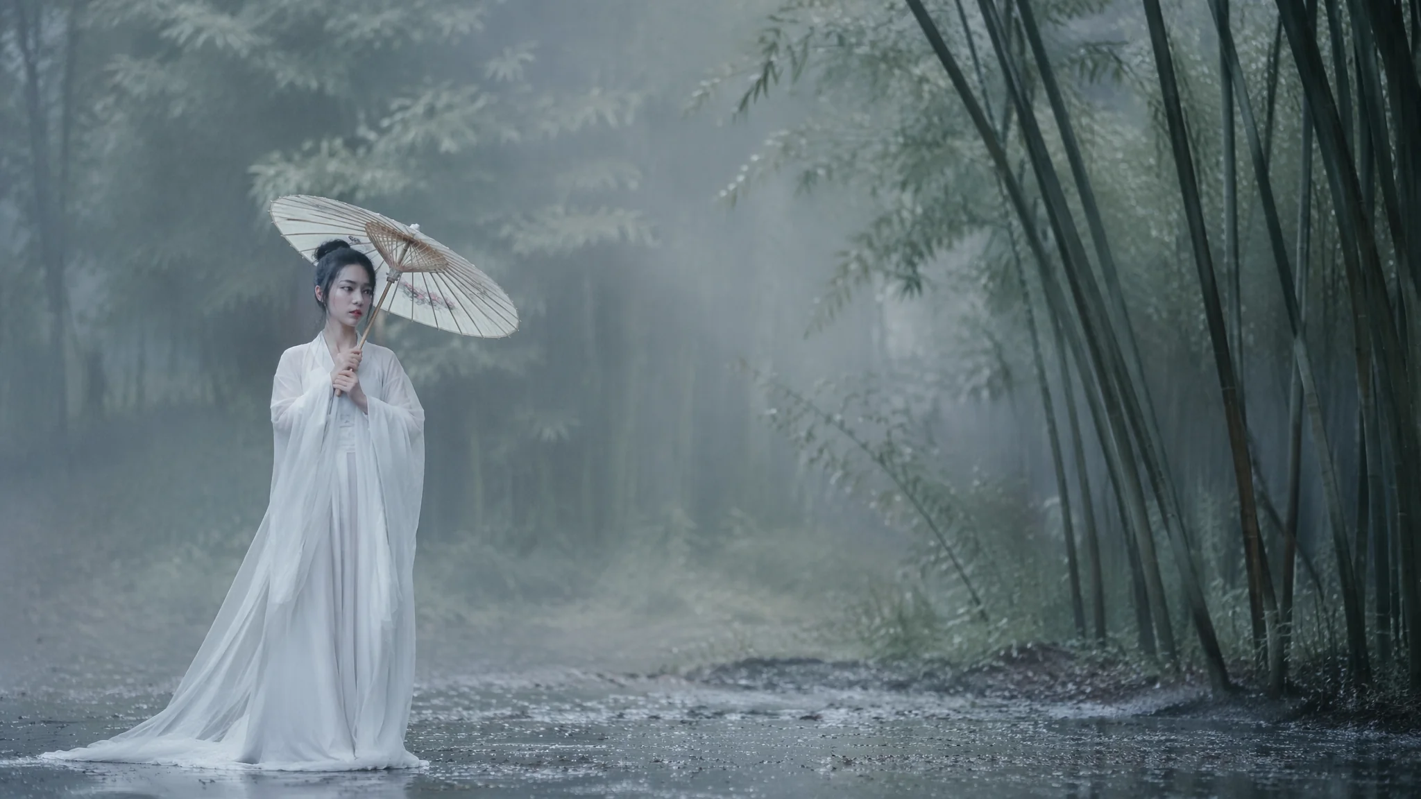 AI绘画清冷系白裙美女怎么画出不俗的仙气