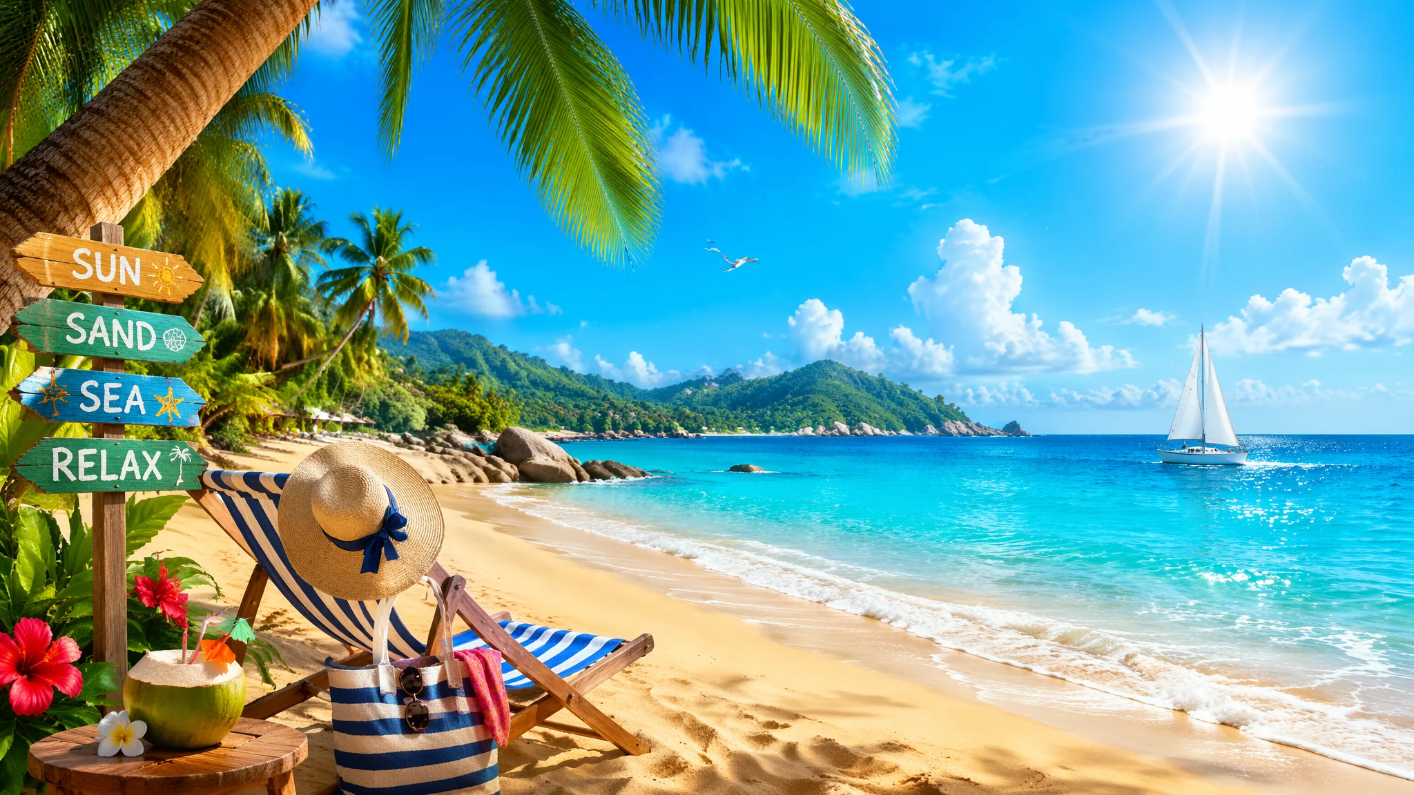 海边沙滩AI绘画怎么画？夏日海景的提示词