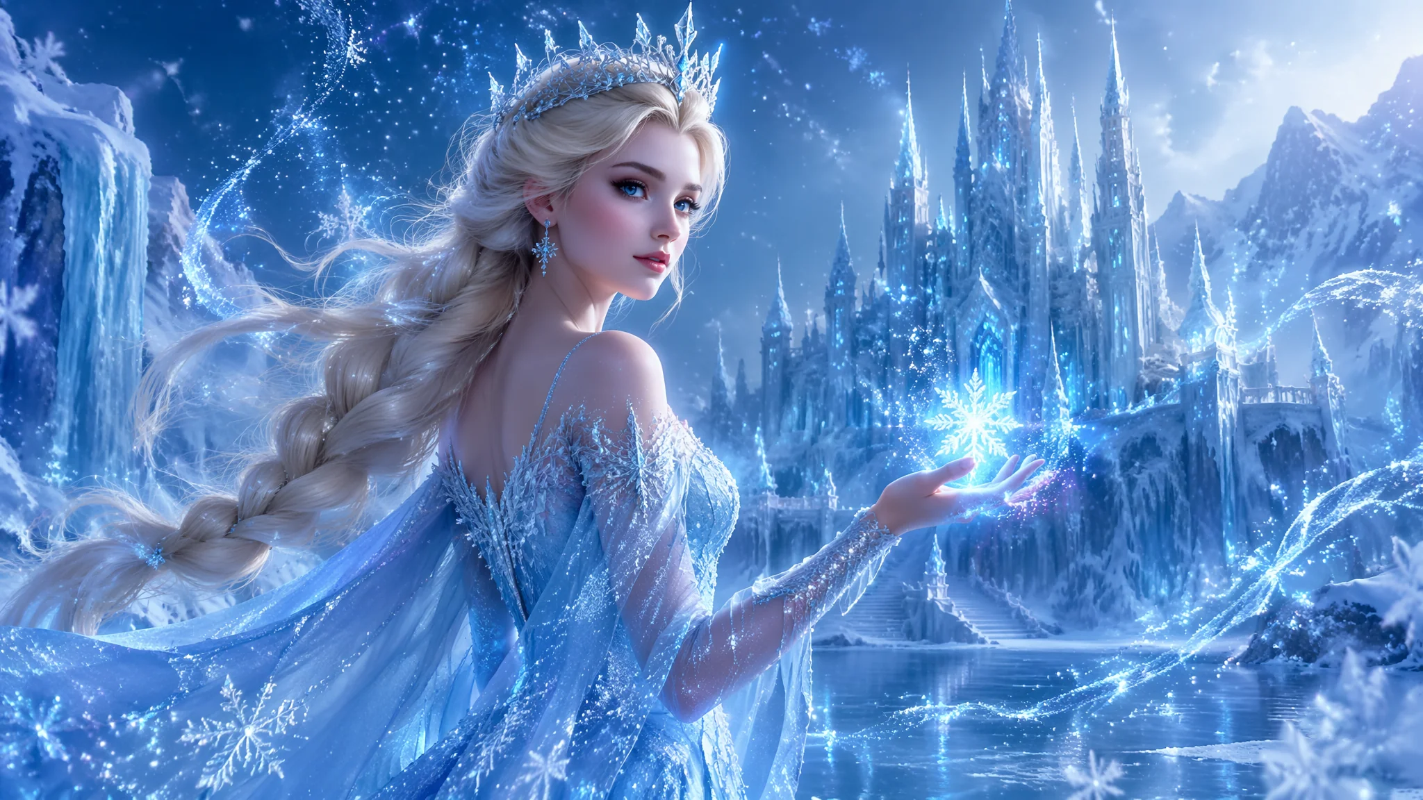 AI绘画艾莎封面：冰雪女王动漫角色与提示词拆解