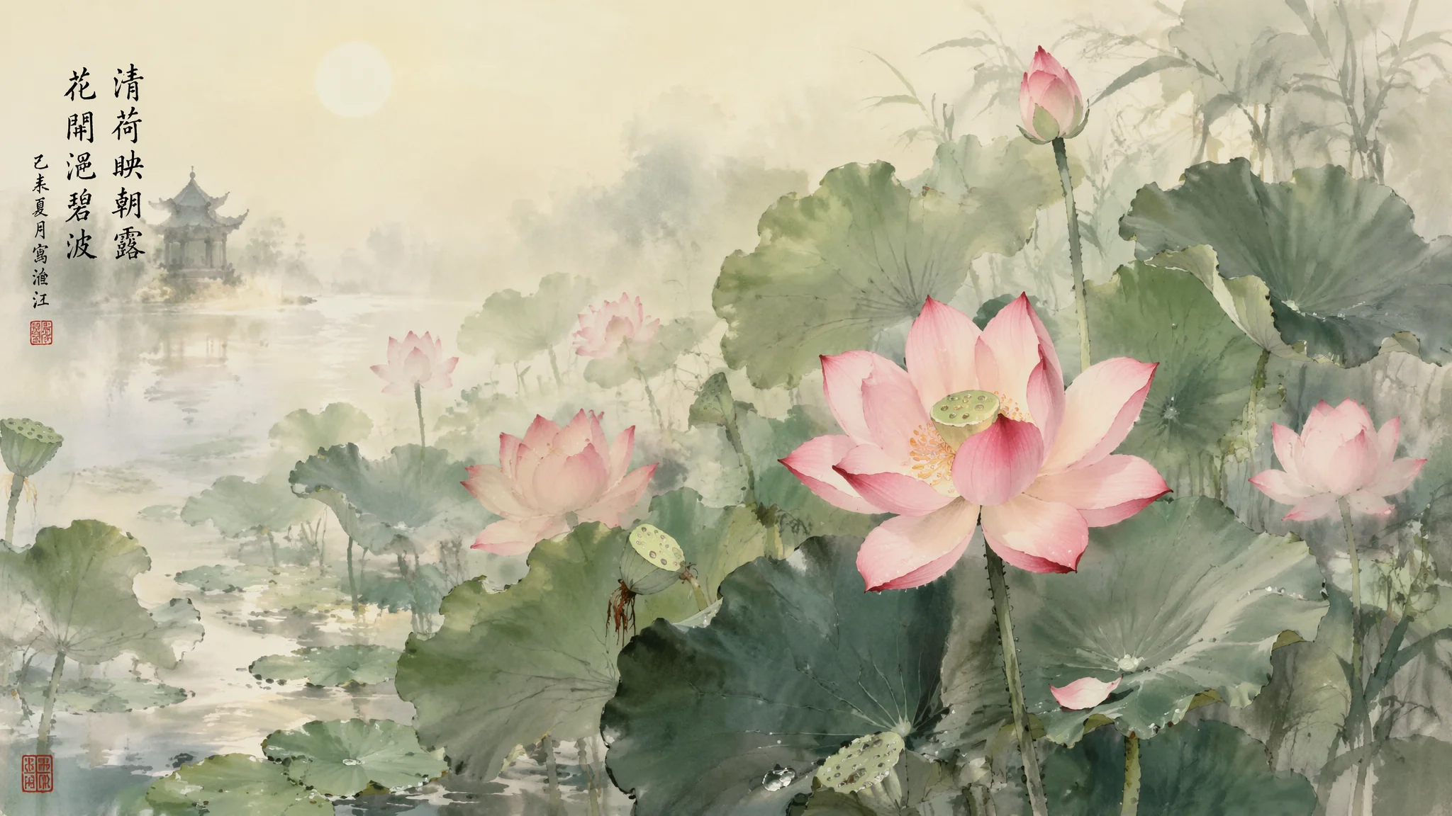 AI绘画荷花素材怎么用？从提示词到出图的荷花画法