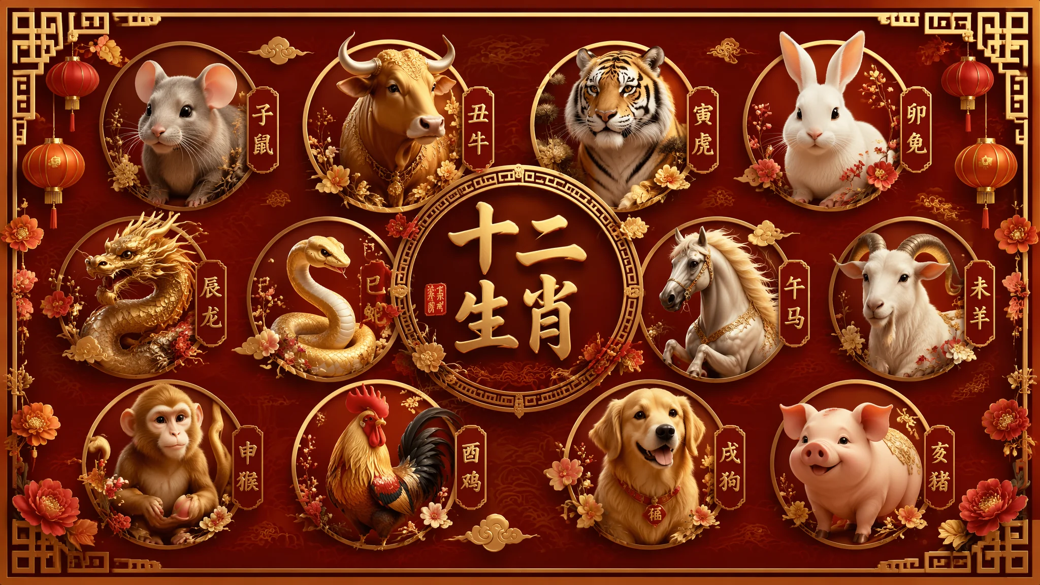 AI绘画十二生肖壁纸创作