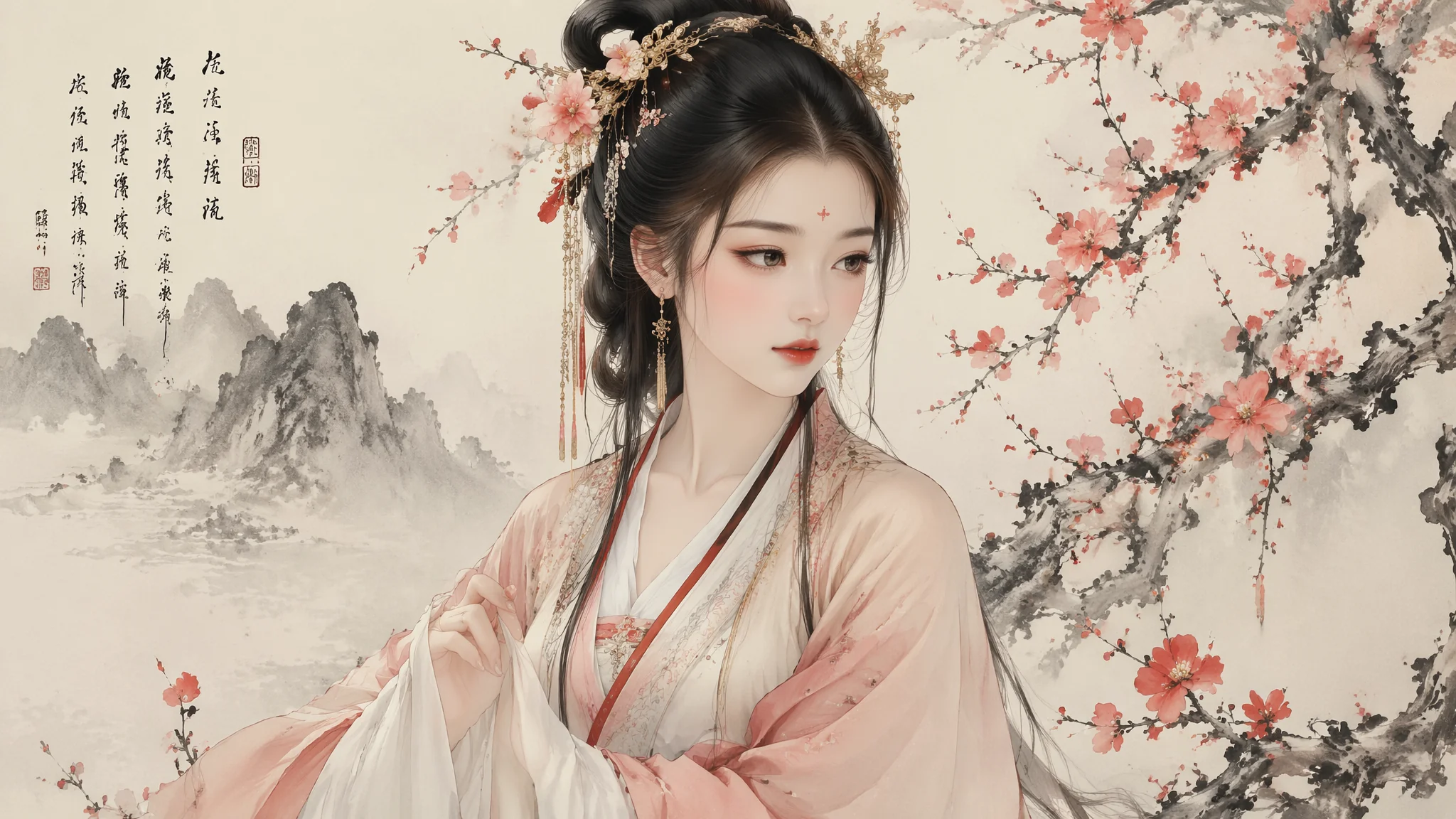 古风美人AI绘画作品欣赏：从气韵到服饰的出图要点