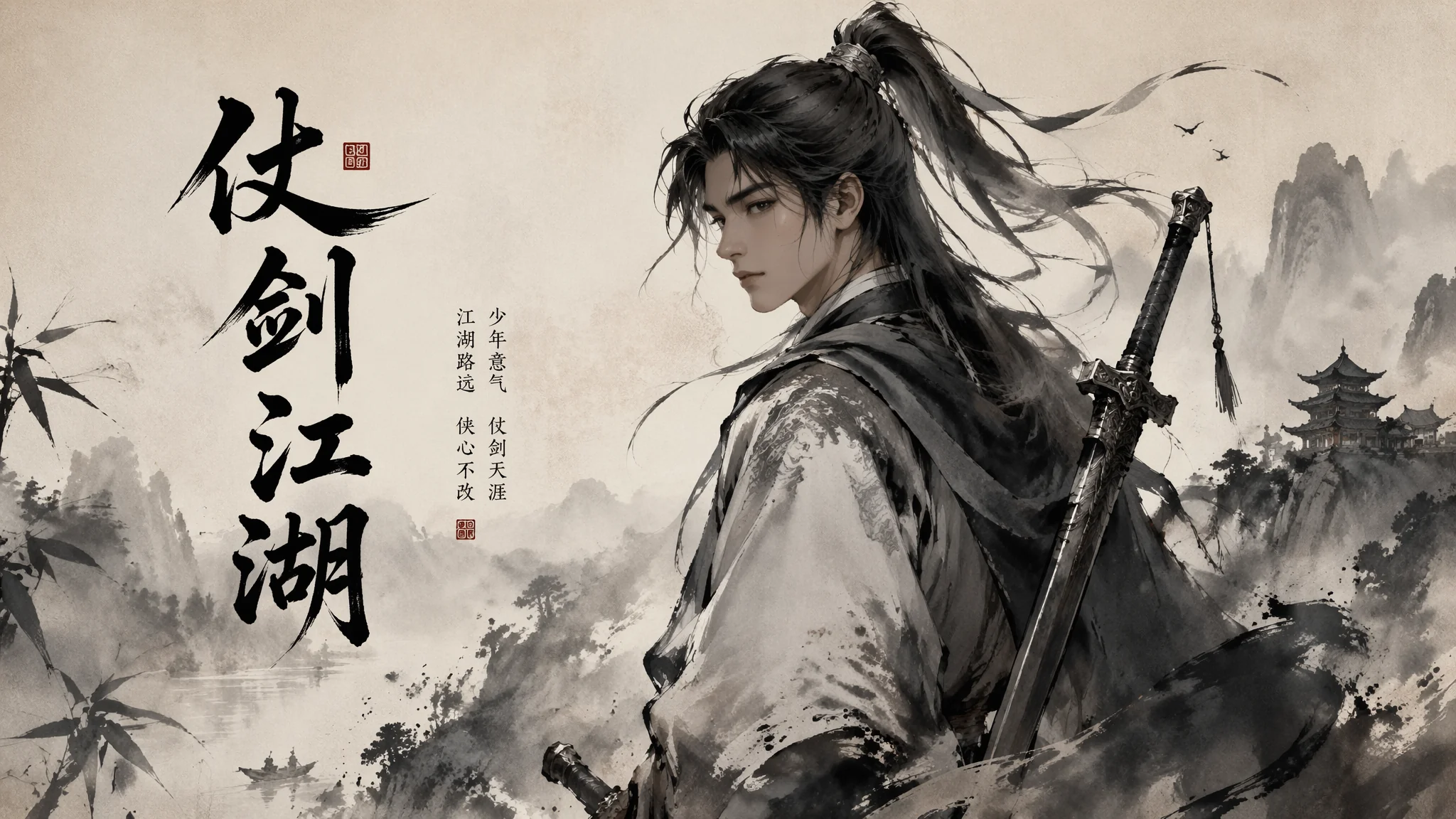 AI绘画古风少侠：国风少年侠客出图