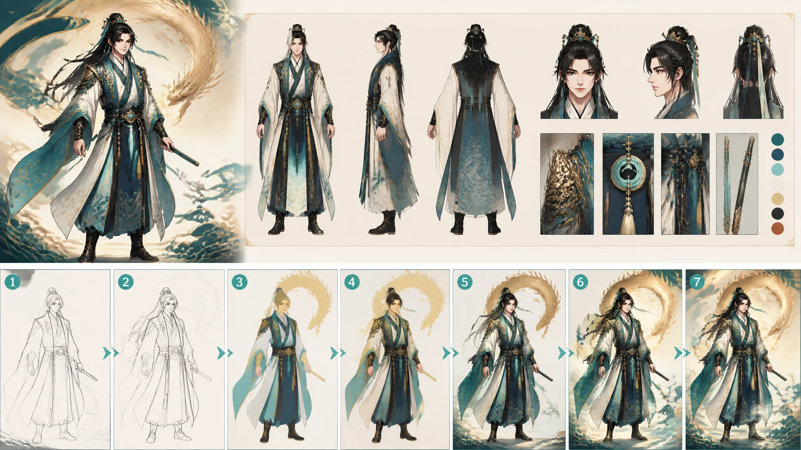 古风男背影AI绘画怎么画？江湖侠客氛围