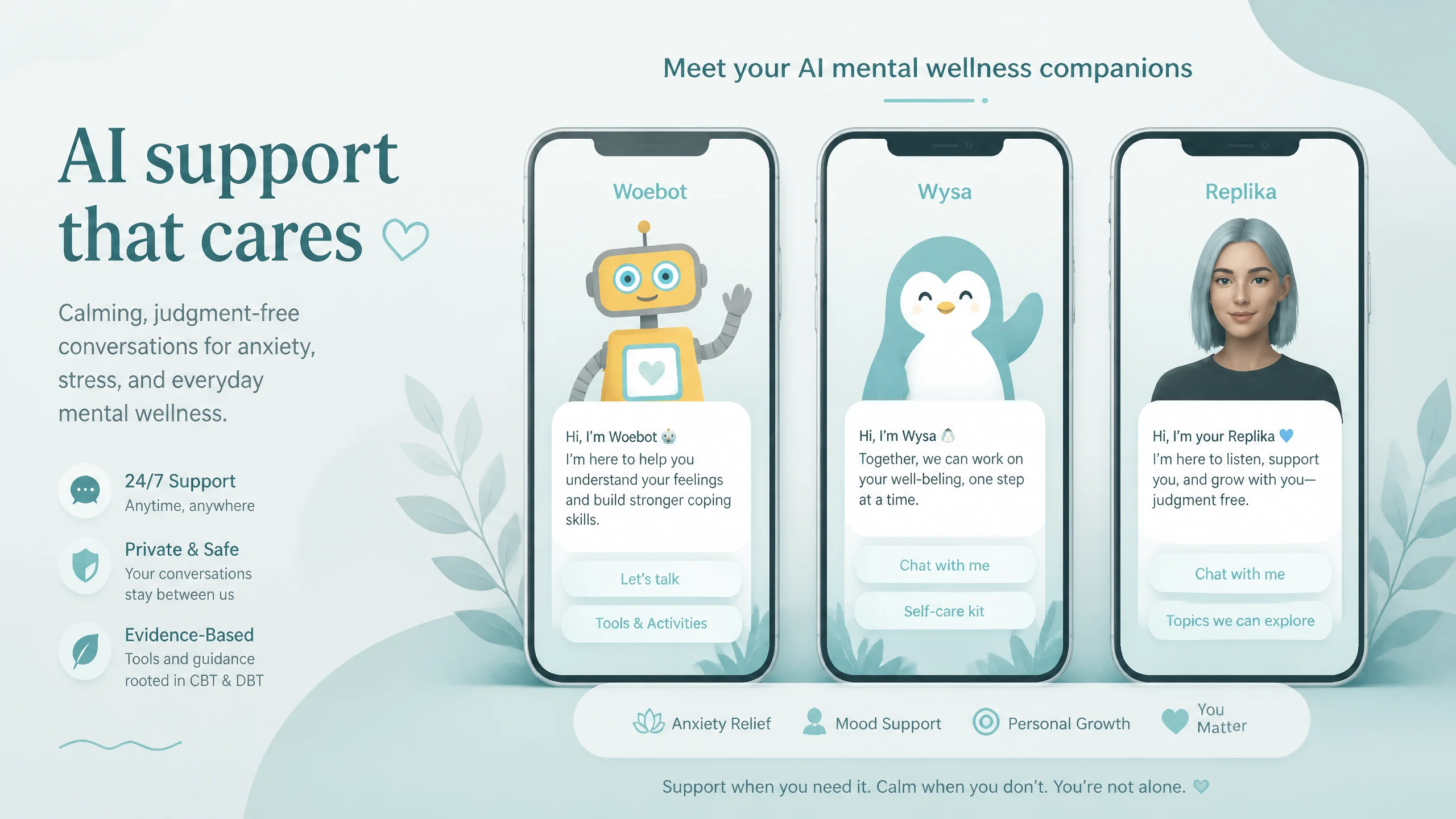 AI心理健康工具对比：Woebot、Wysa、Replika实测能信几分