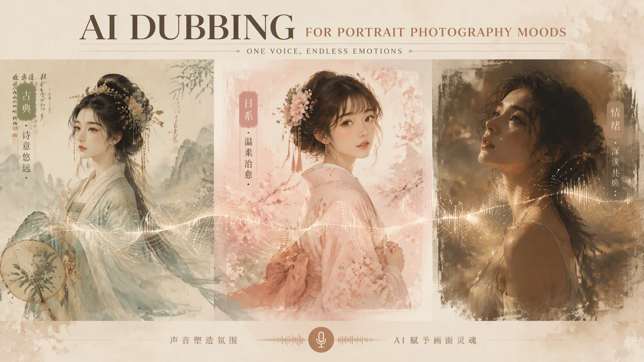 ai写真配音怎么配出氛围感？古风/日系/情绪写真的声线套路