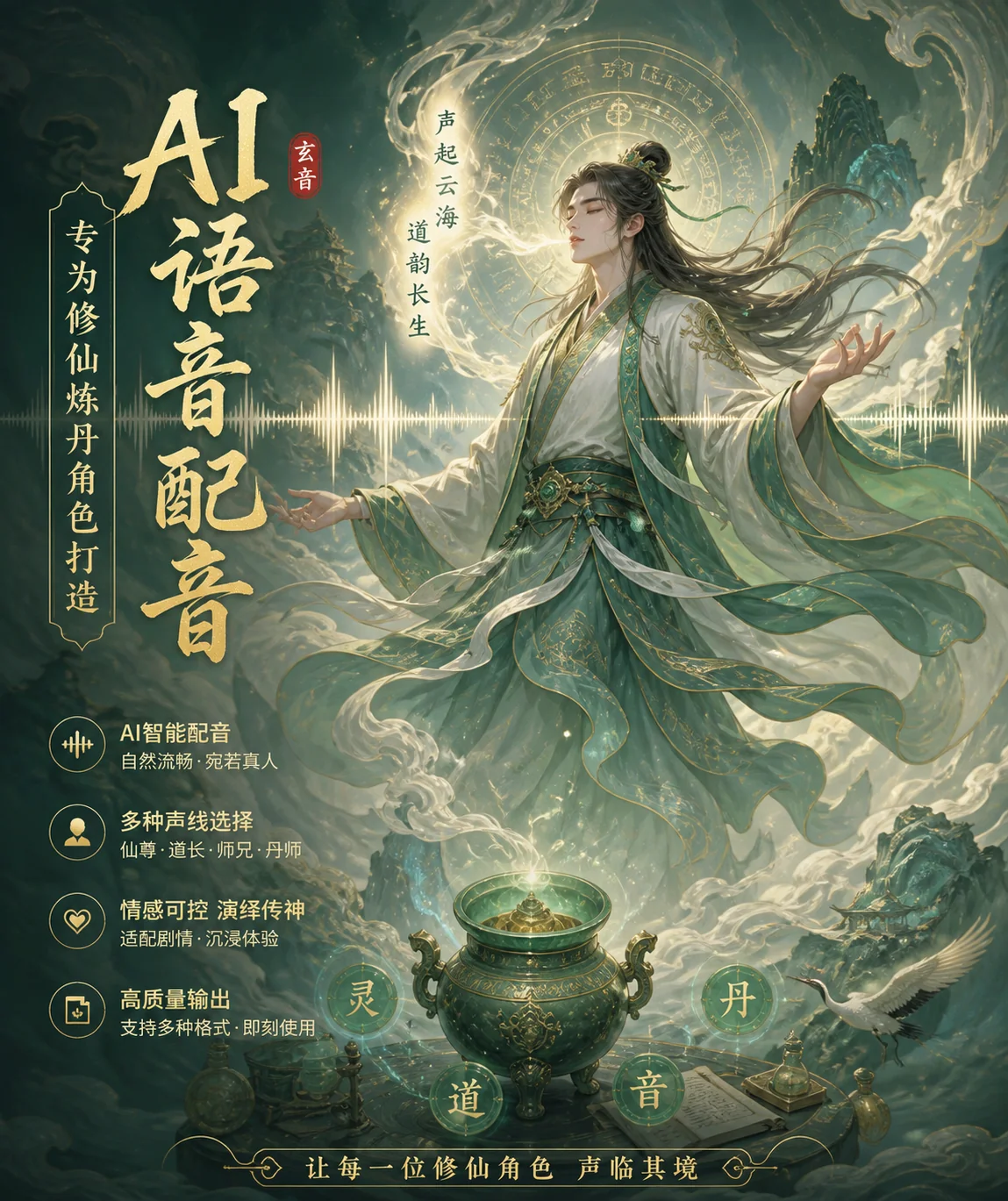 炼丹AI配音怎么配出仙气？修仙角色声线选型与空灵调参手记