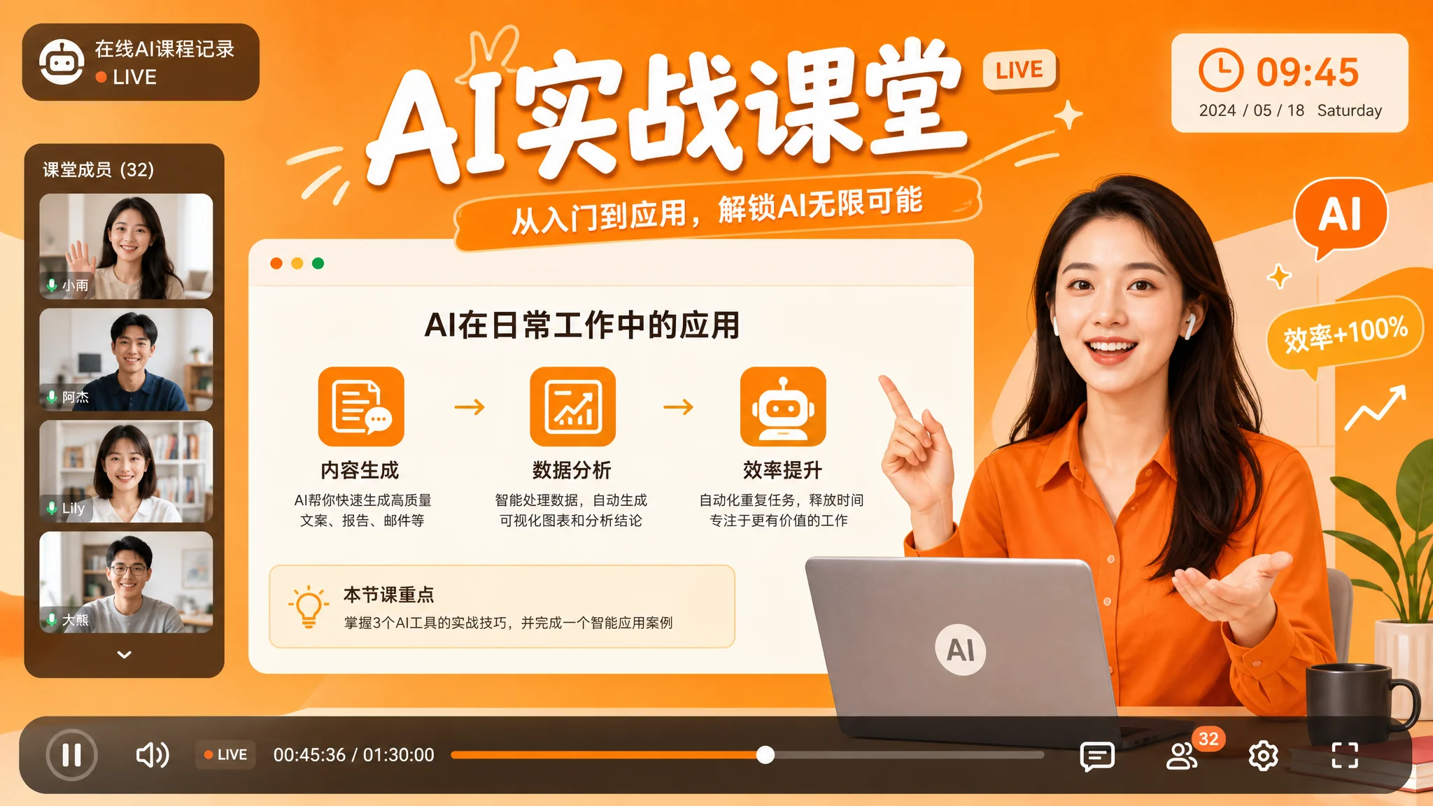 AI课堂AI培训体验如何？一节线上直播课的全程记录