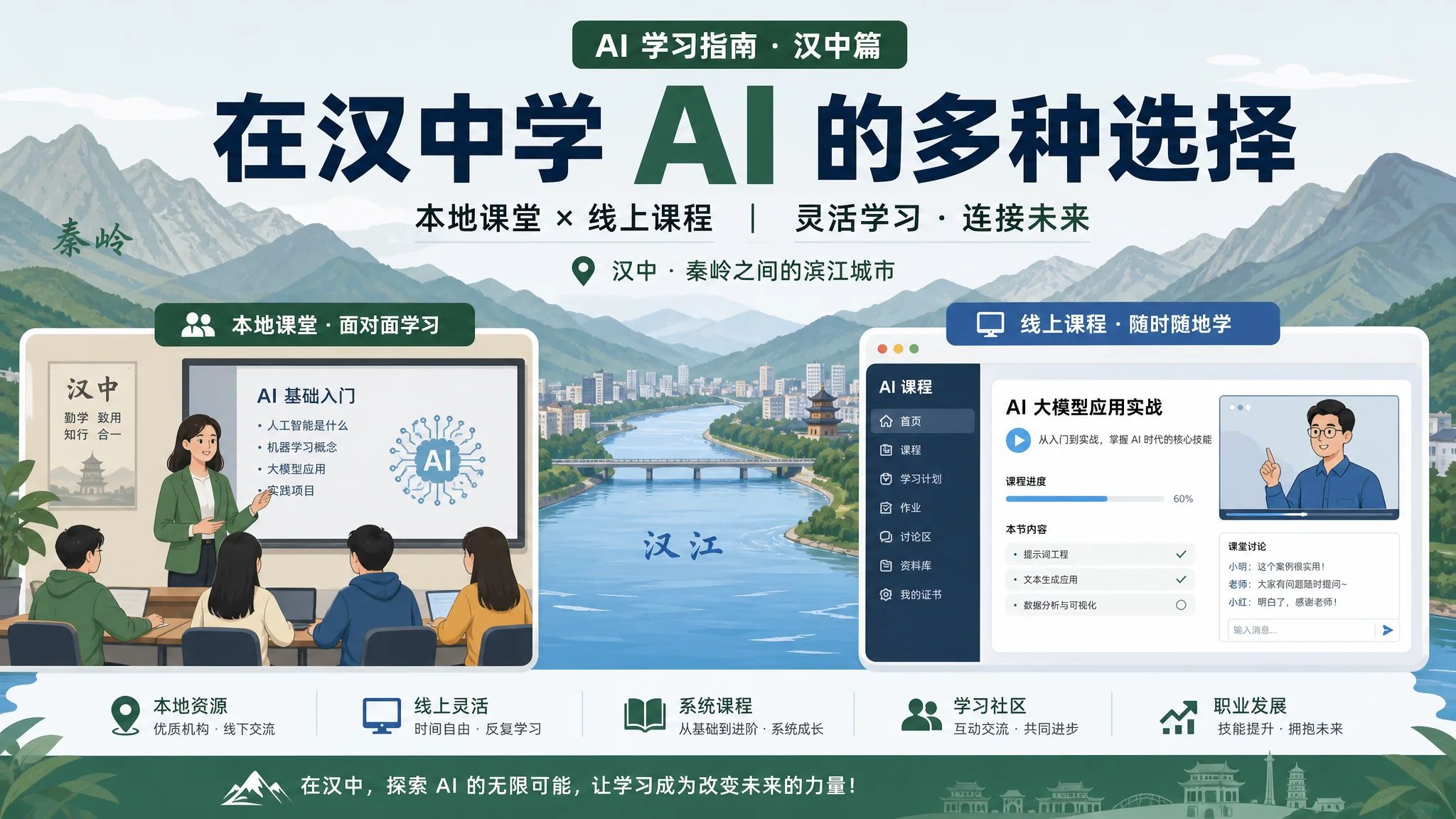汉中ai培训哪里有？陕南学AI的本地与线上方案