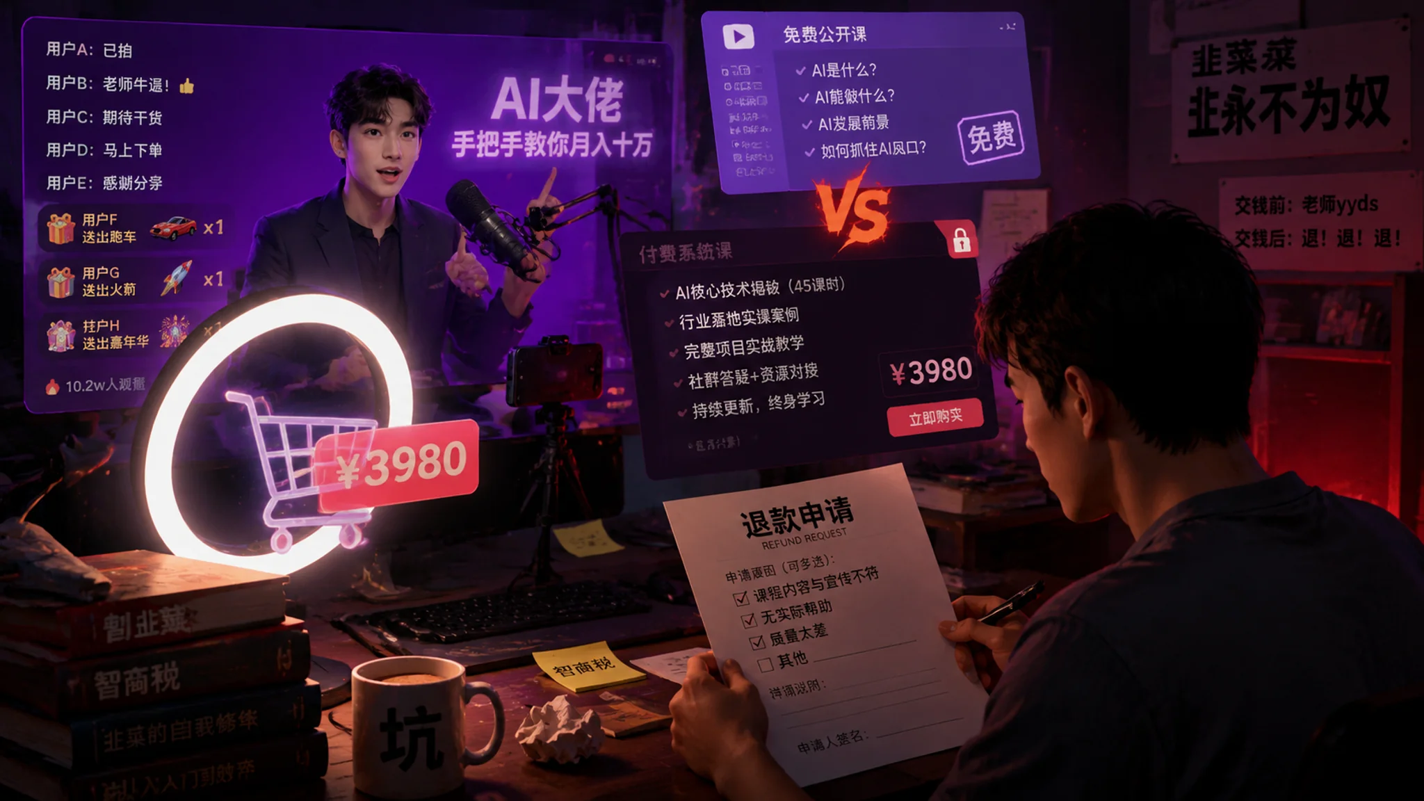 红人ai培训拆解：3980元的课，我买完第6天申请了退课