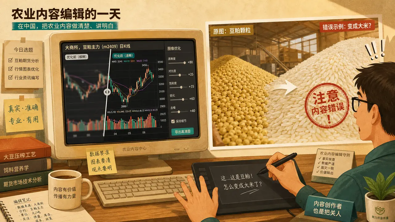 豆粕AI修图是个啥？农业自媒体编辑的修图日常