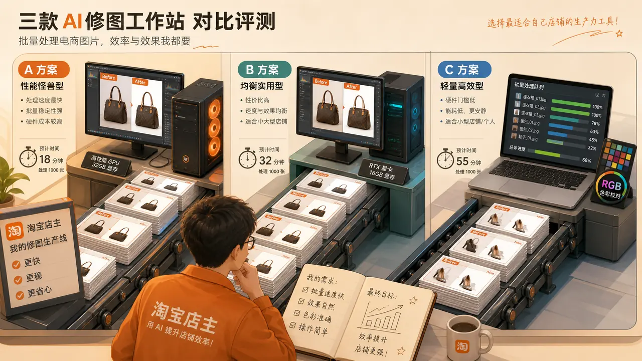 商家AI修图怎么选？淘宝店长的批量商品图实测
