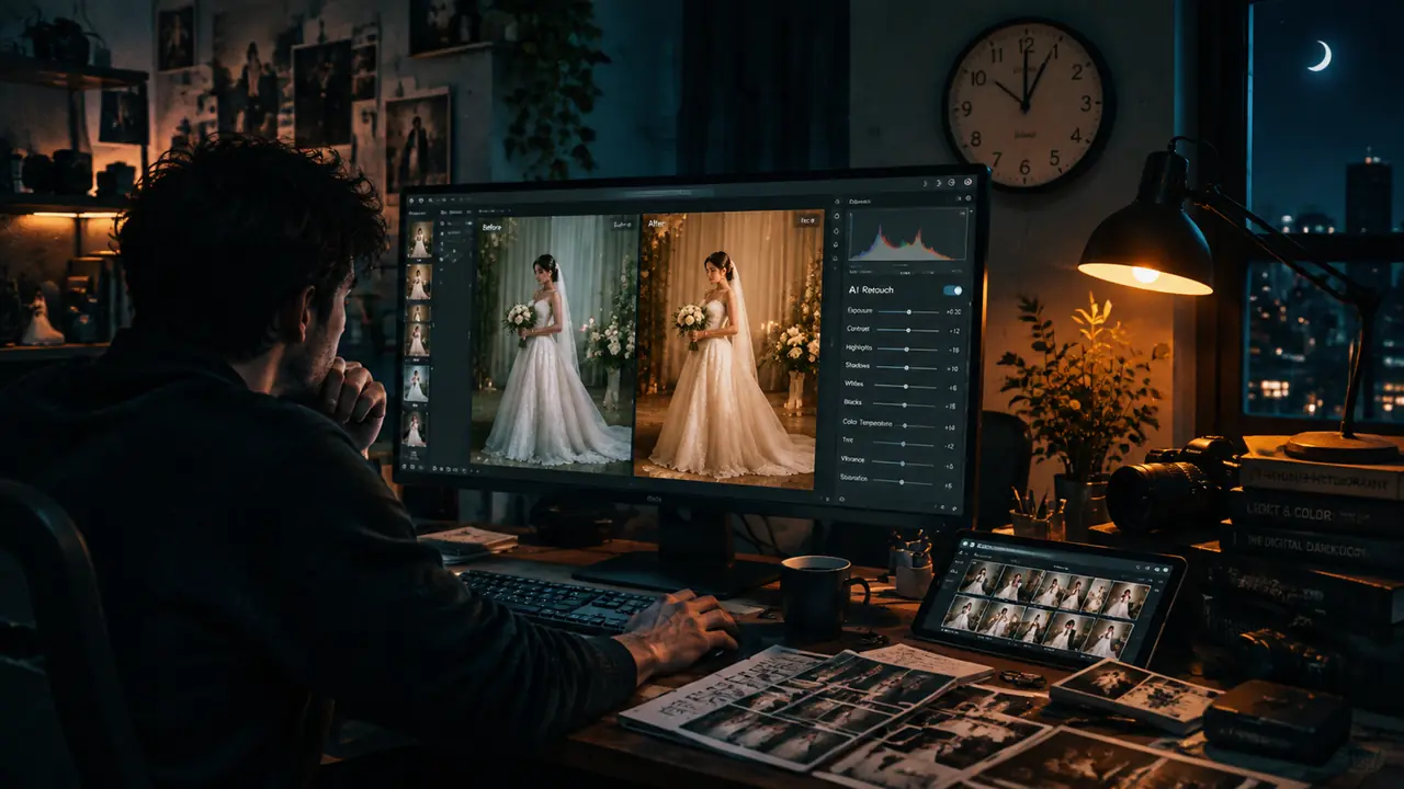 喔图AI修图体验：婚礼跟拍师试新工具的一晚