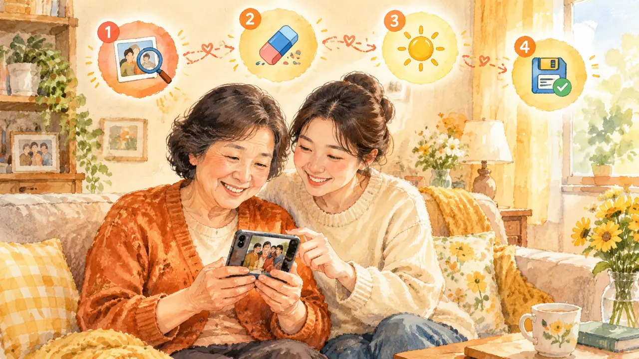 简单AI修图就四步：我教会了我妈用AI修照片