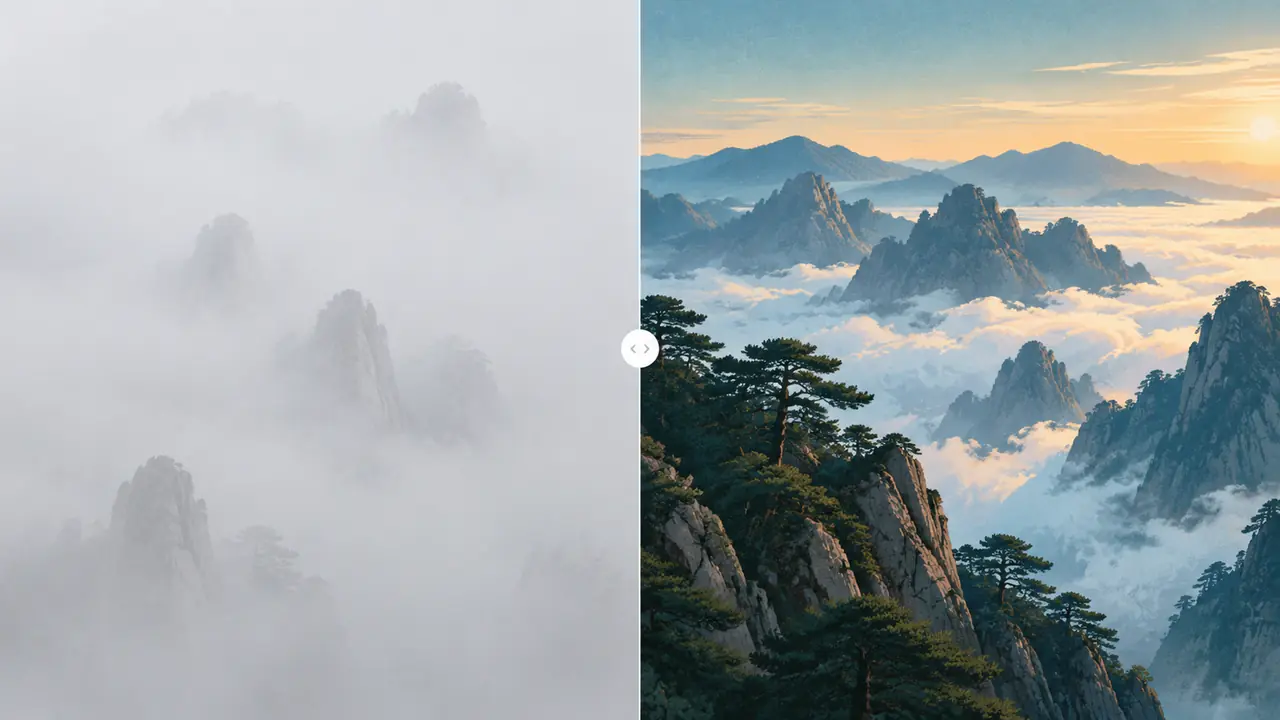 黄山AI修图怎么救雾天？国庆爬山游客的云海难题