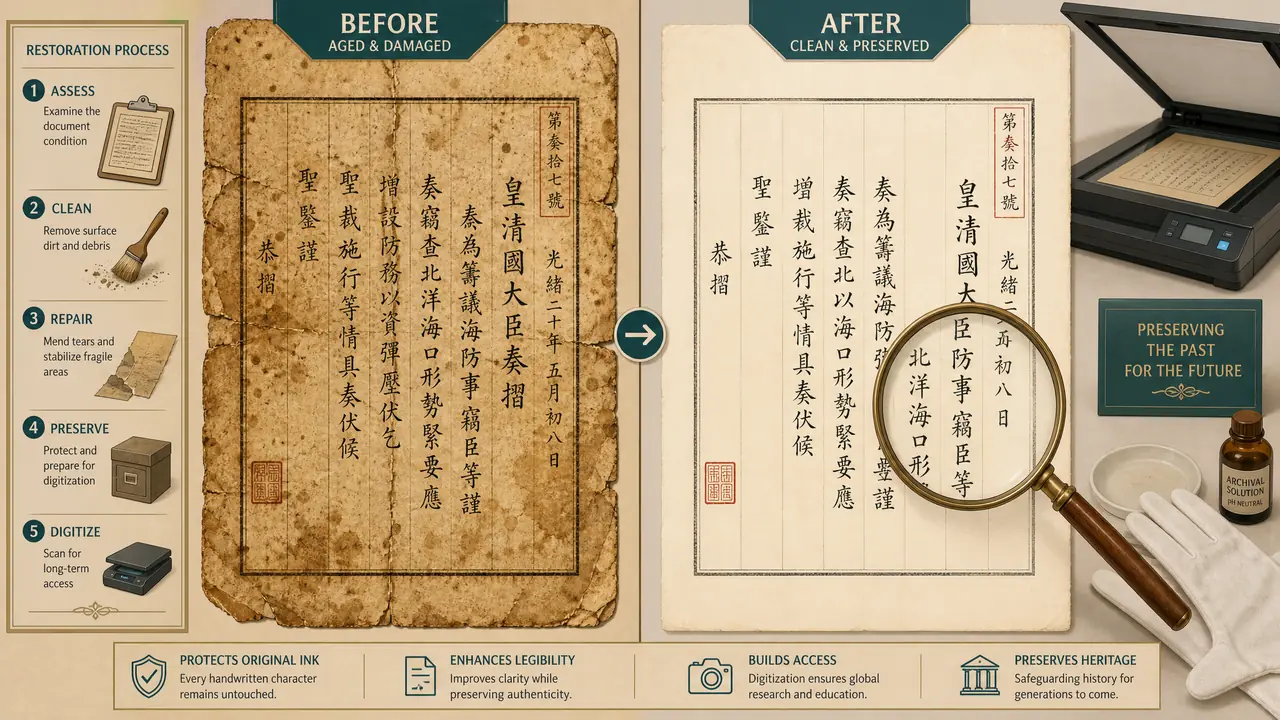 AI档案修图怎么做？档案馆志愿者的老卷宗翻新记录