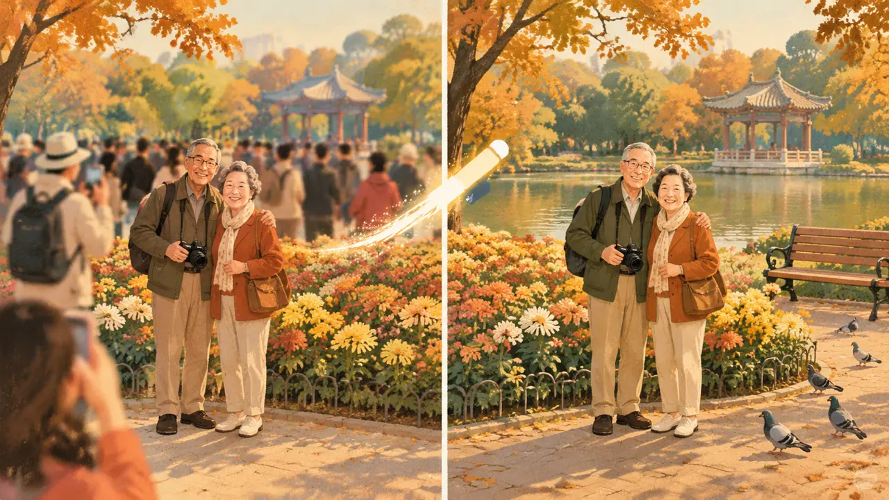 公园AI修图怎么去游客？帮爸妈拍公园照的周末实测