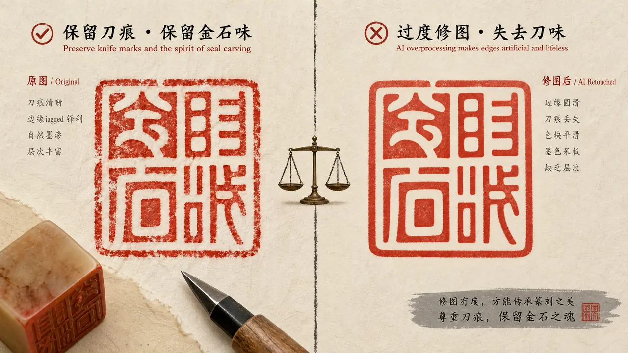 篆刻ai修图怎么保刀痕？印屏拍摄和处理的分寸