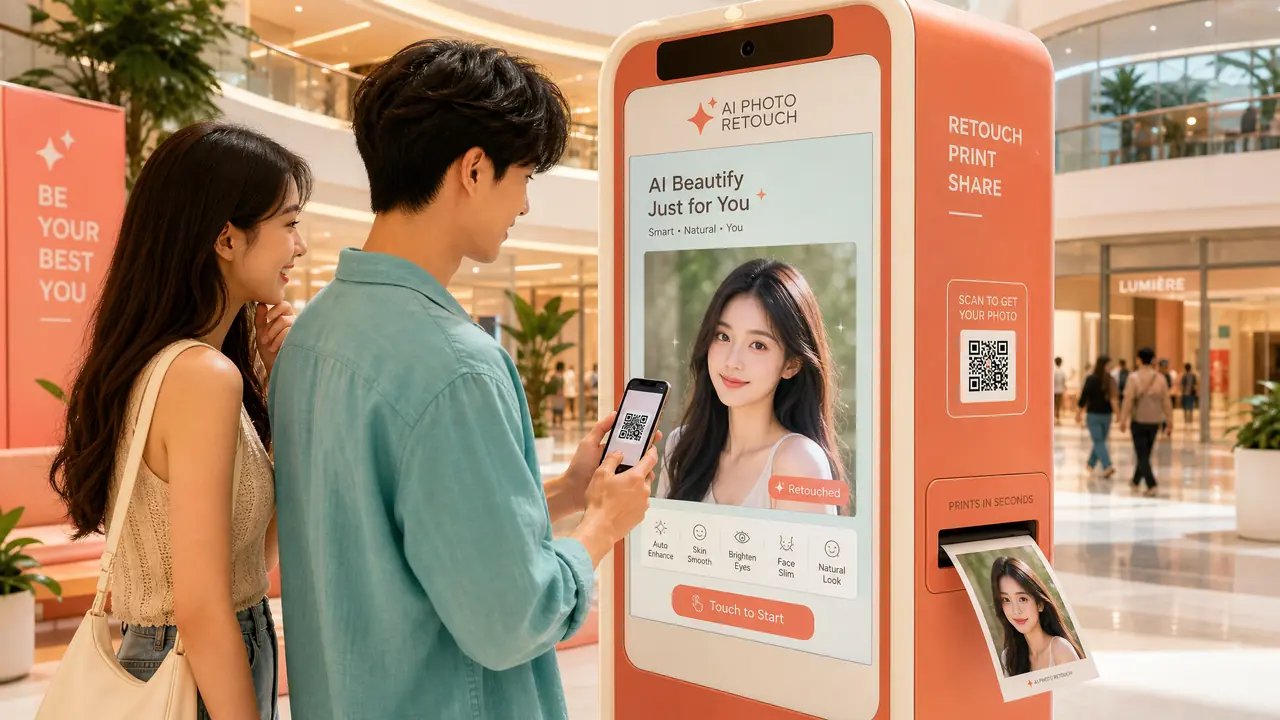 盒子AI修图机是什么？商场里的自助修图亭体验