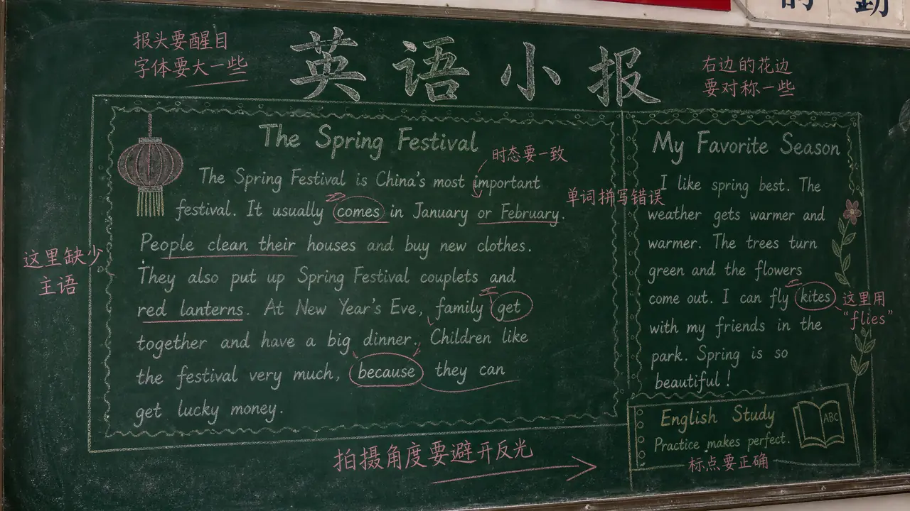 黑板报拍照：粉笔字的层次别拍平