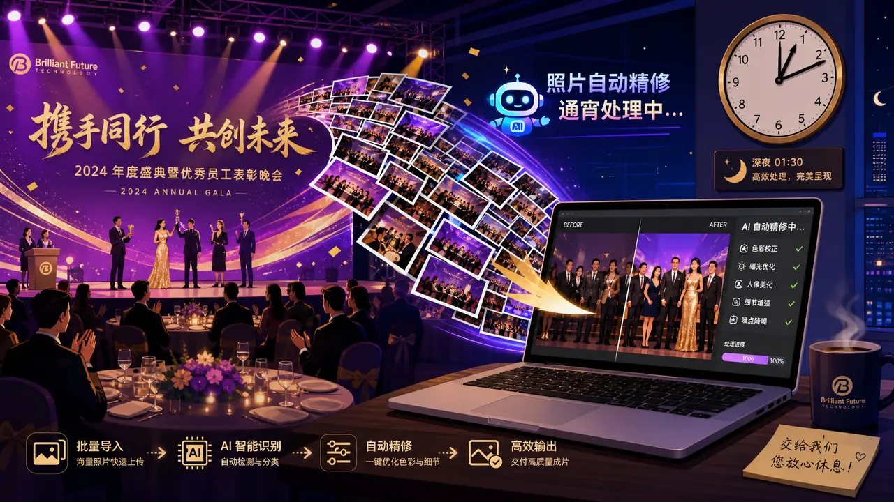 年会照片 ai修图实录：三百张图一晚交片的账